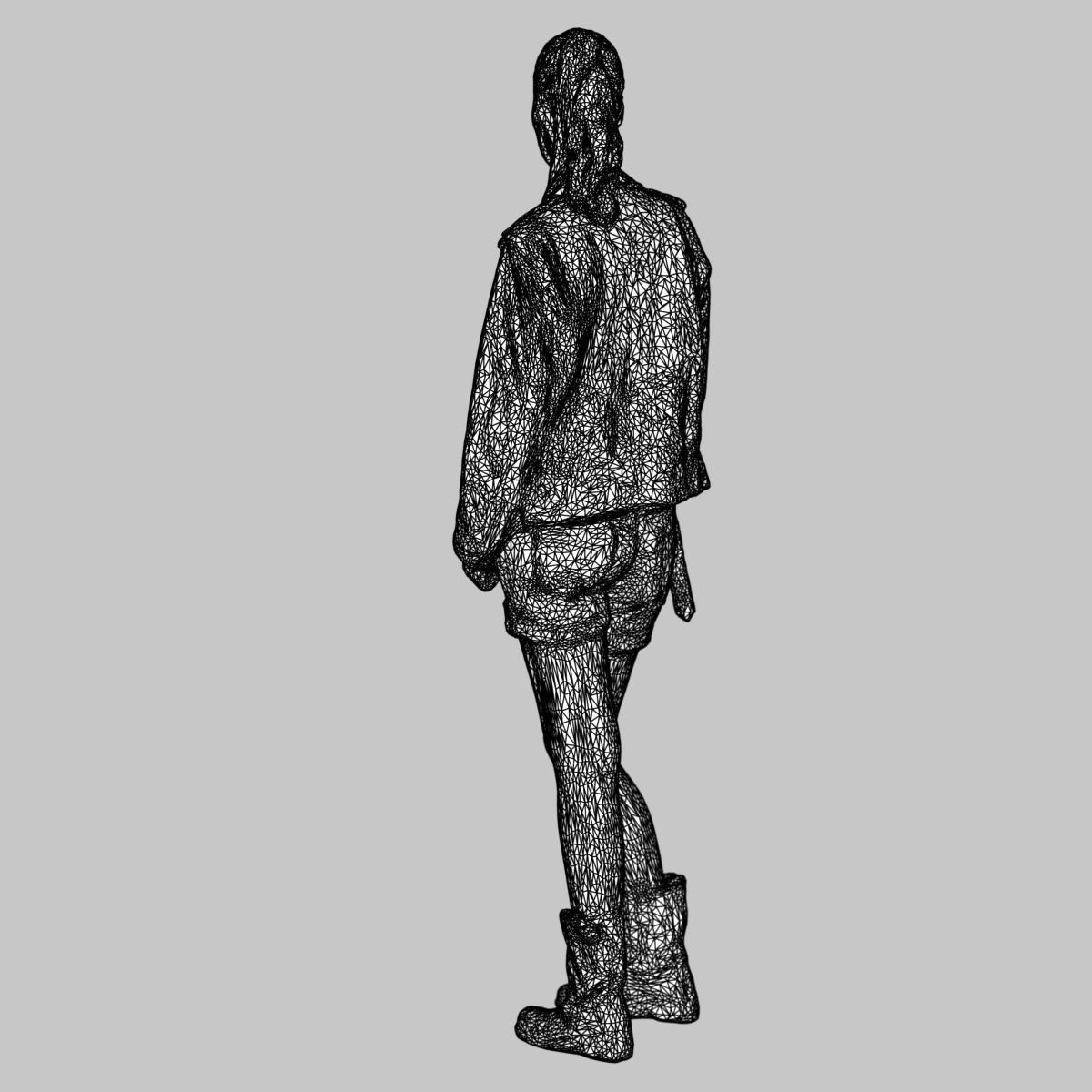 Woman wearing Leather Jacket and shorts Low-poly 3D model_6
