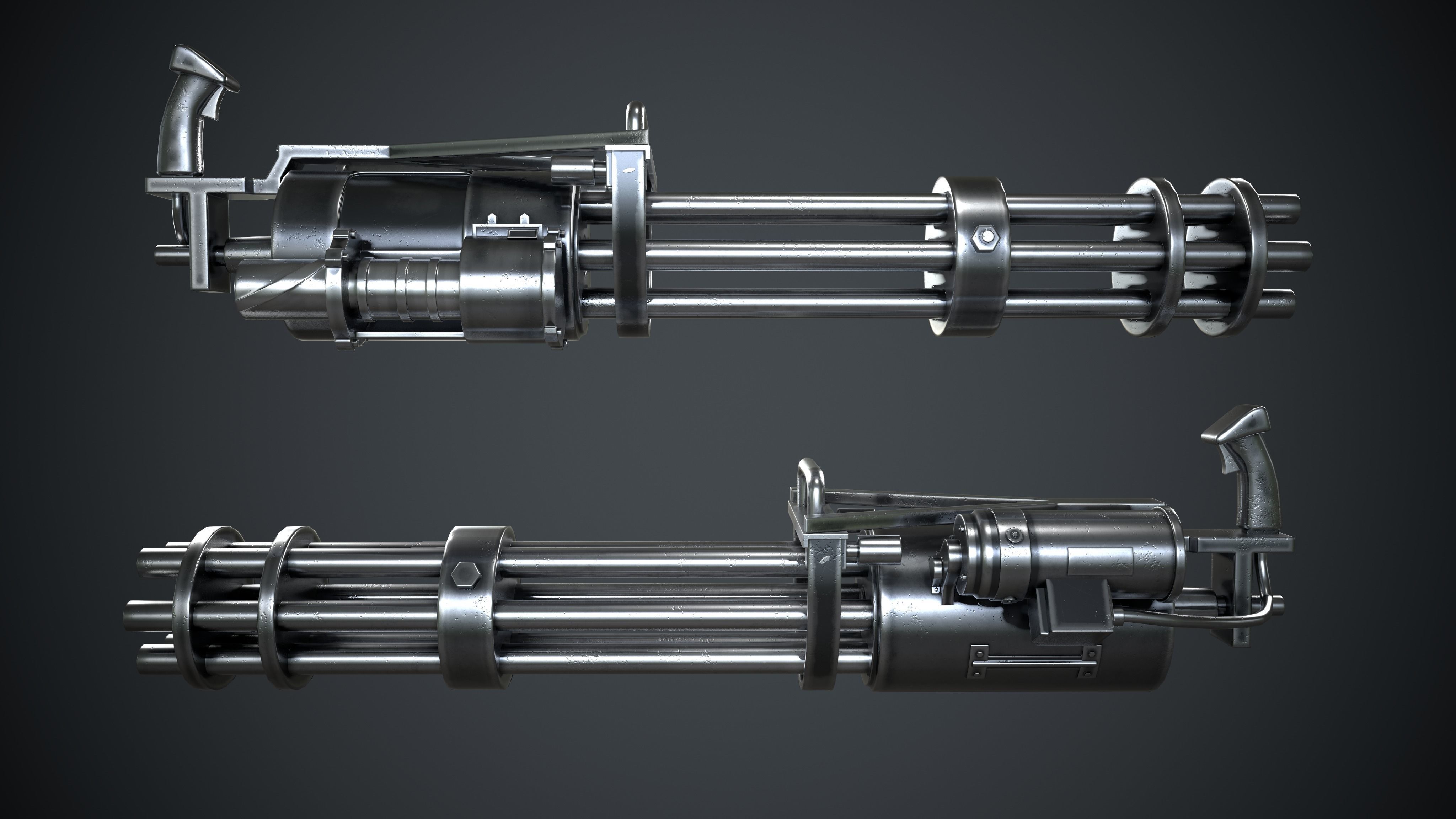 M134 Minigun Low-poly 3D model_4