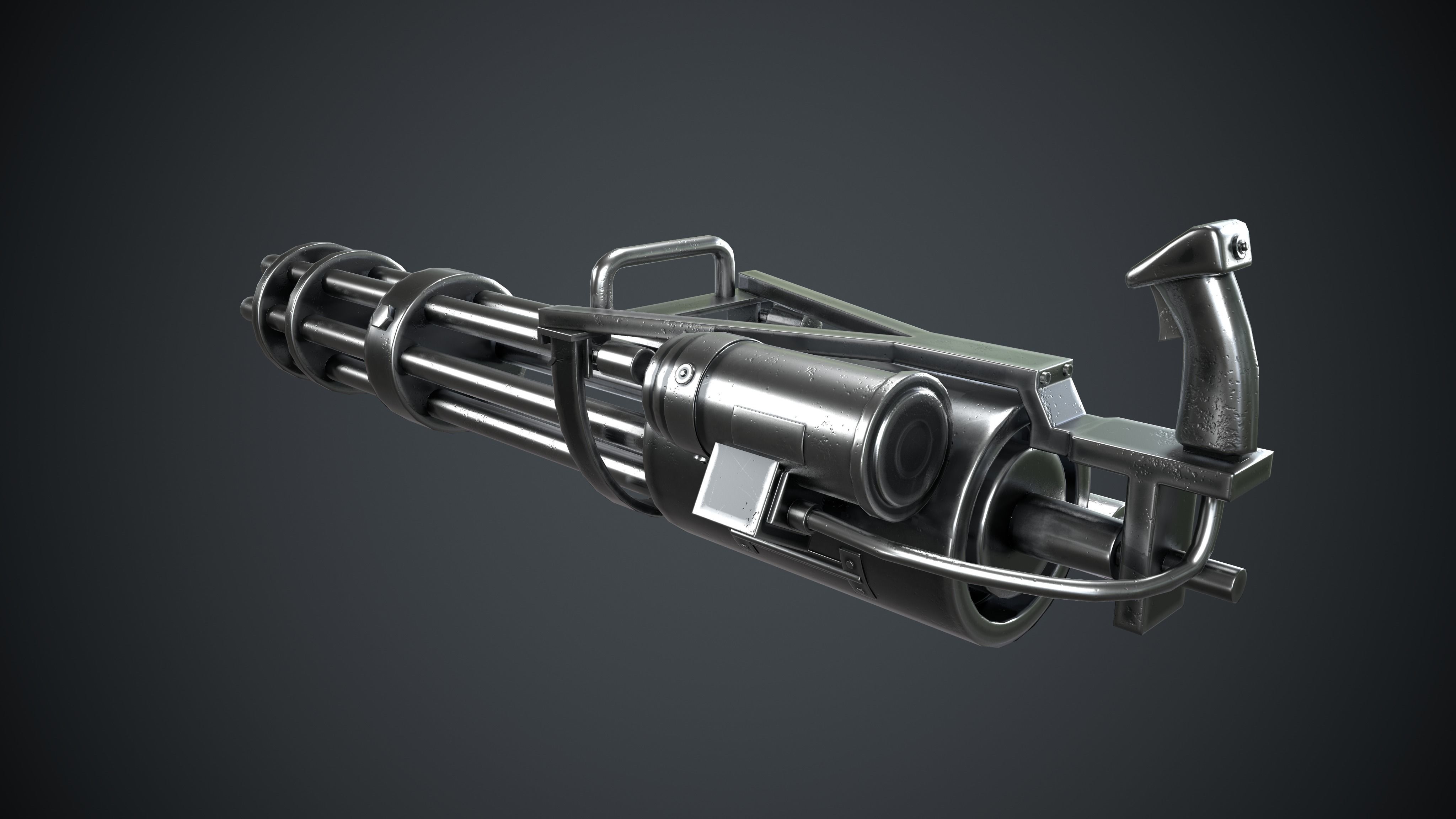 M134 Minigun Low-poly 3D model_3