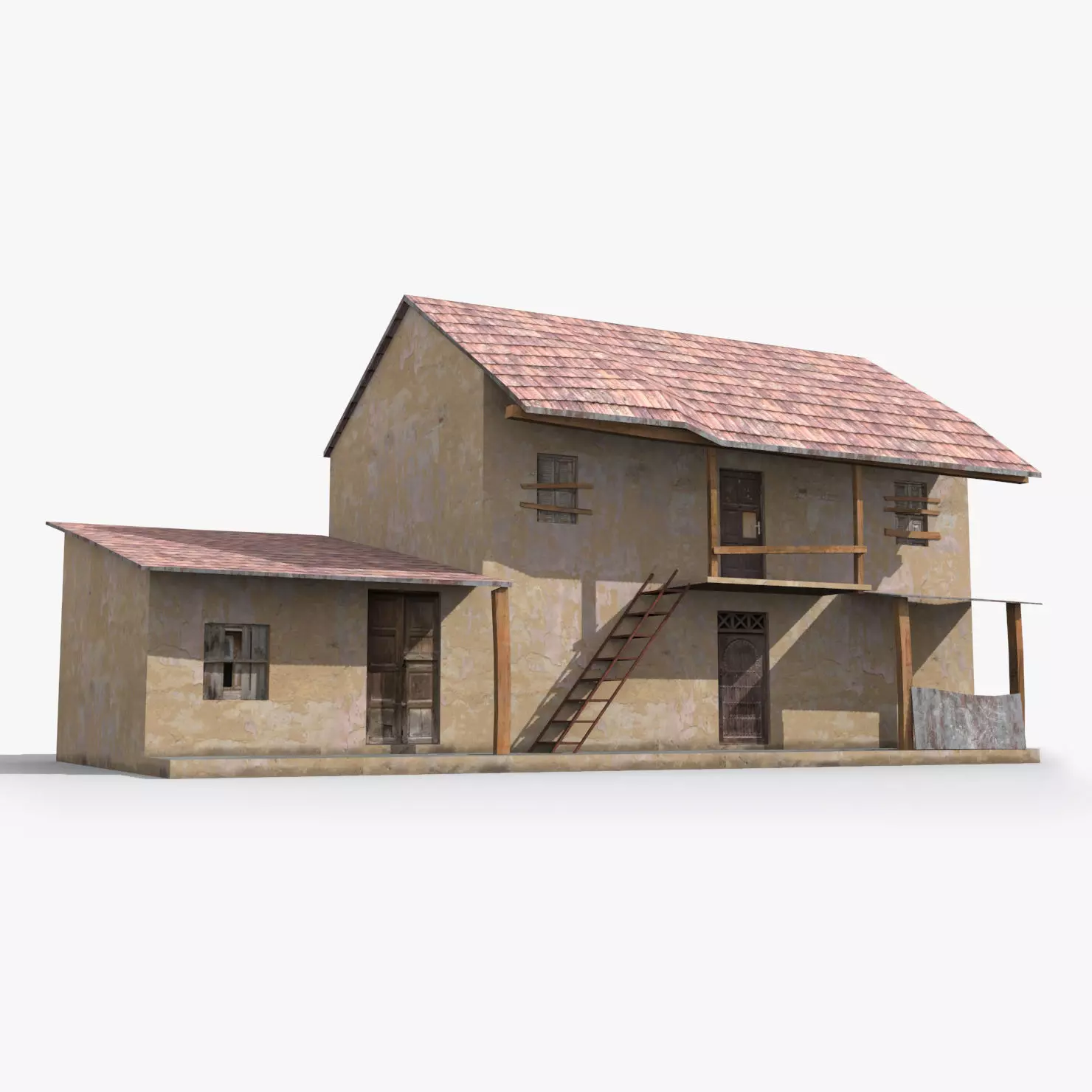 Slum d old house with roof Low-poly 3D model