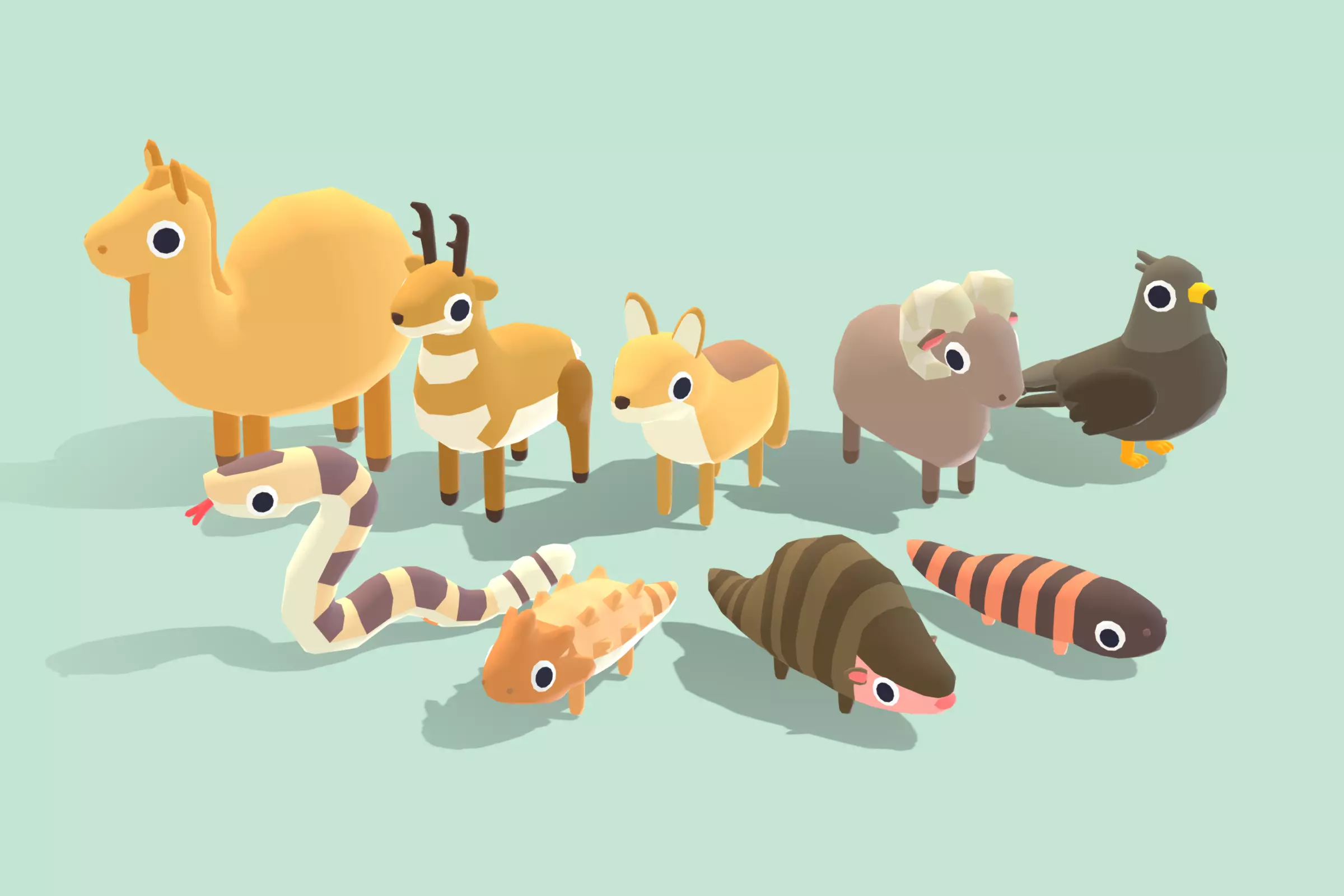 Quirky Series - Desert Animals Vol 1 Low-poly 3D model_0
