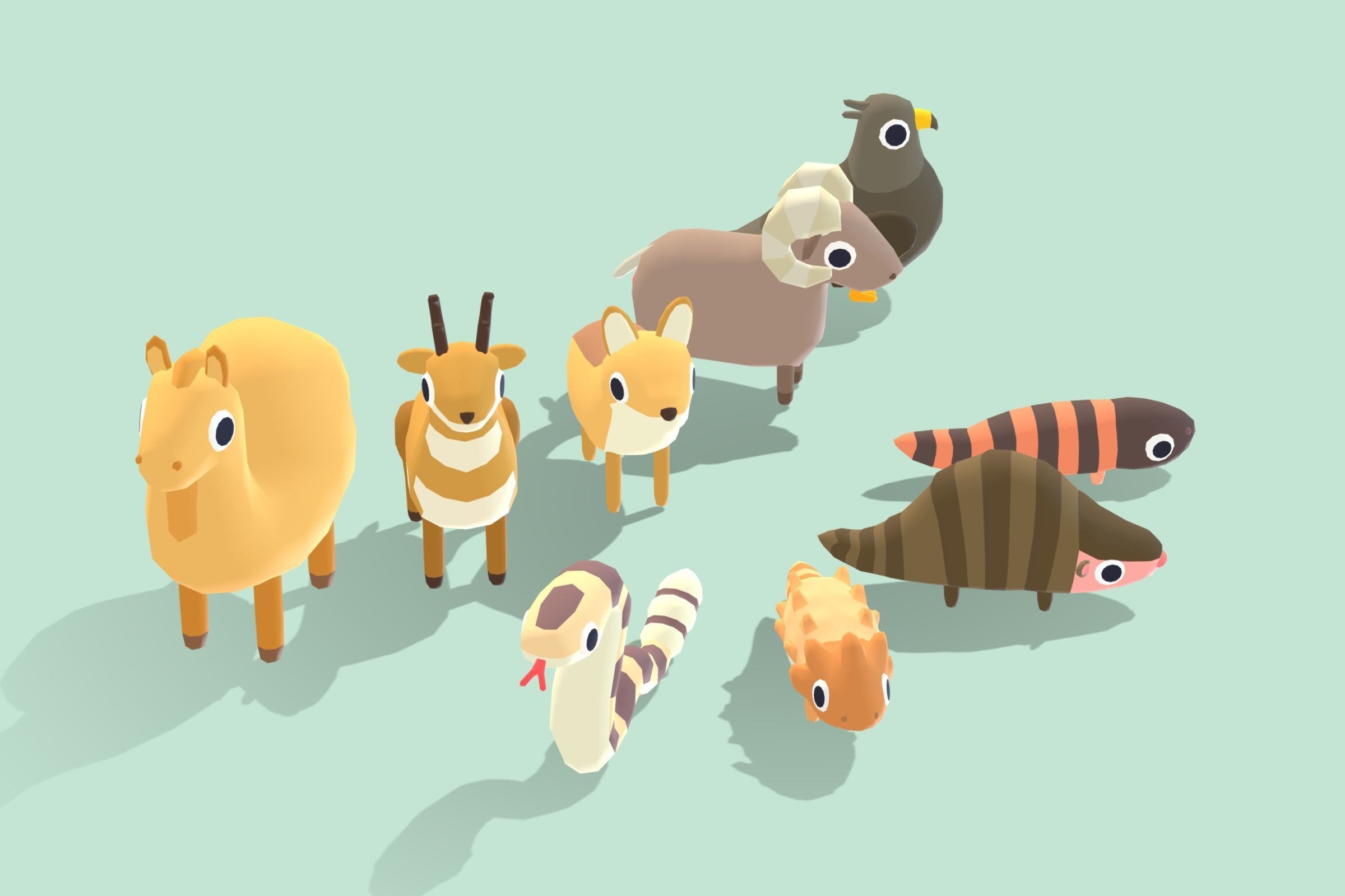 Quirky Series - Desert Animals Vol 1 Low-poly 3D model_2