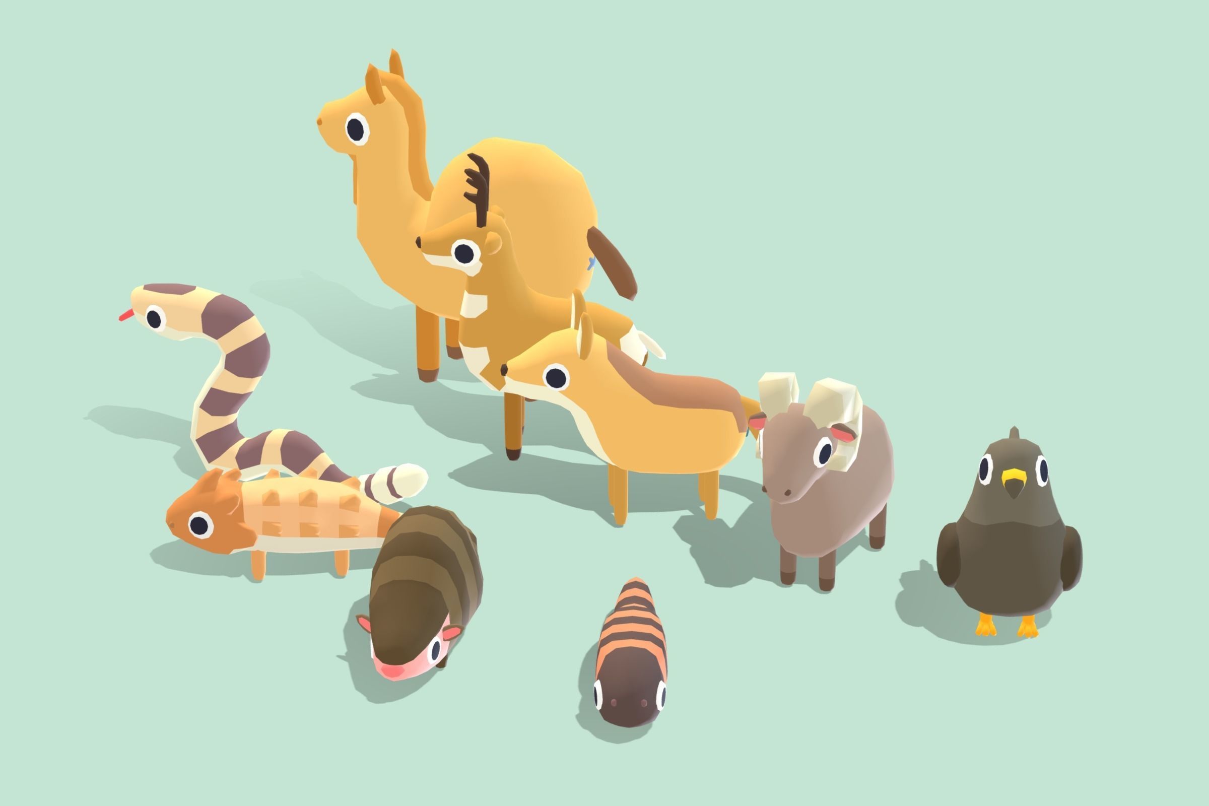 Quirky Series - Desert Animals Vol 1 Low-poly 3D model_1