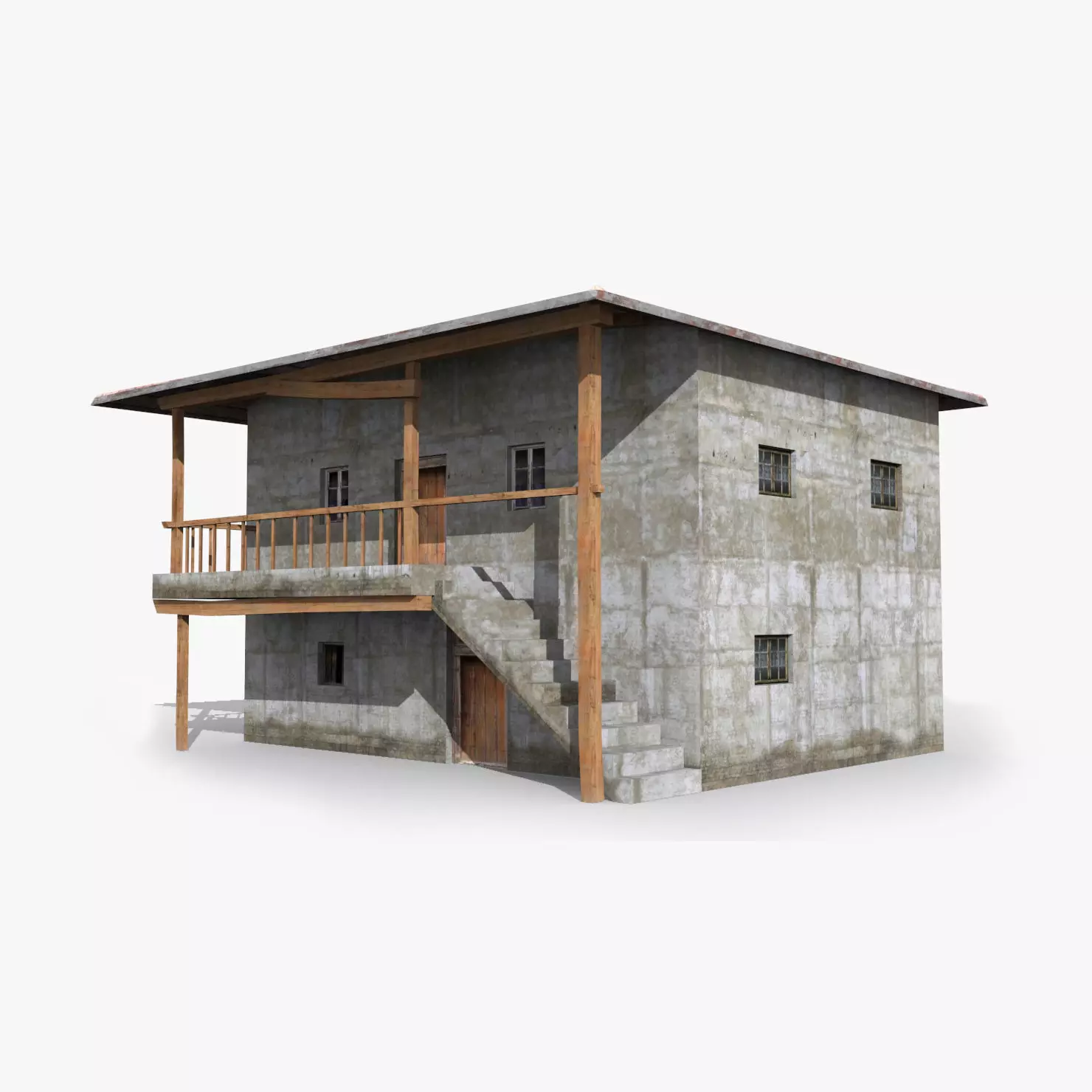 Slum g concrete house Low-poly 3D model