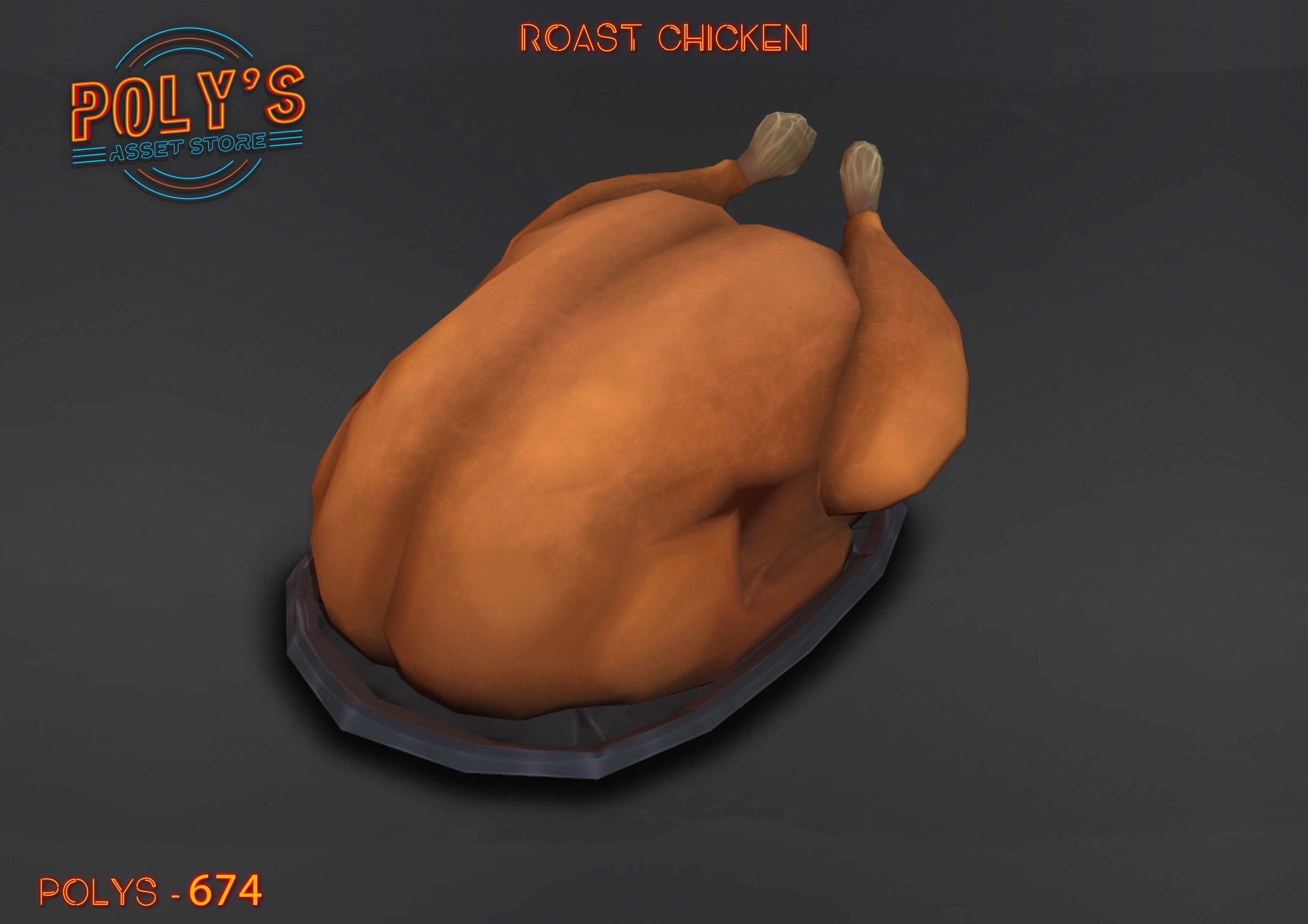 Roast Chicken - Low Poly Stylized  Free low-poly 3D model_4