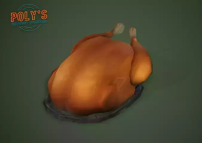 Roast Chicken - Low Poly Stylized  Free low-poly 3D model