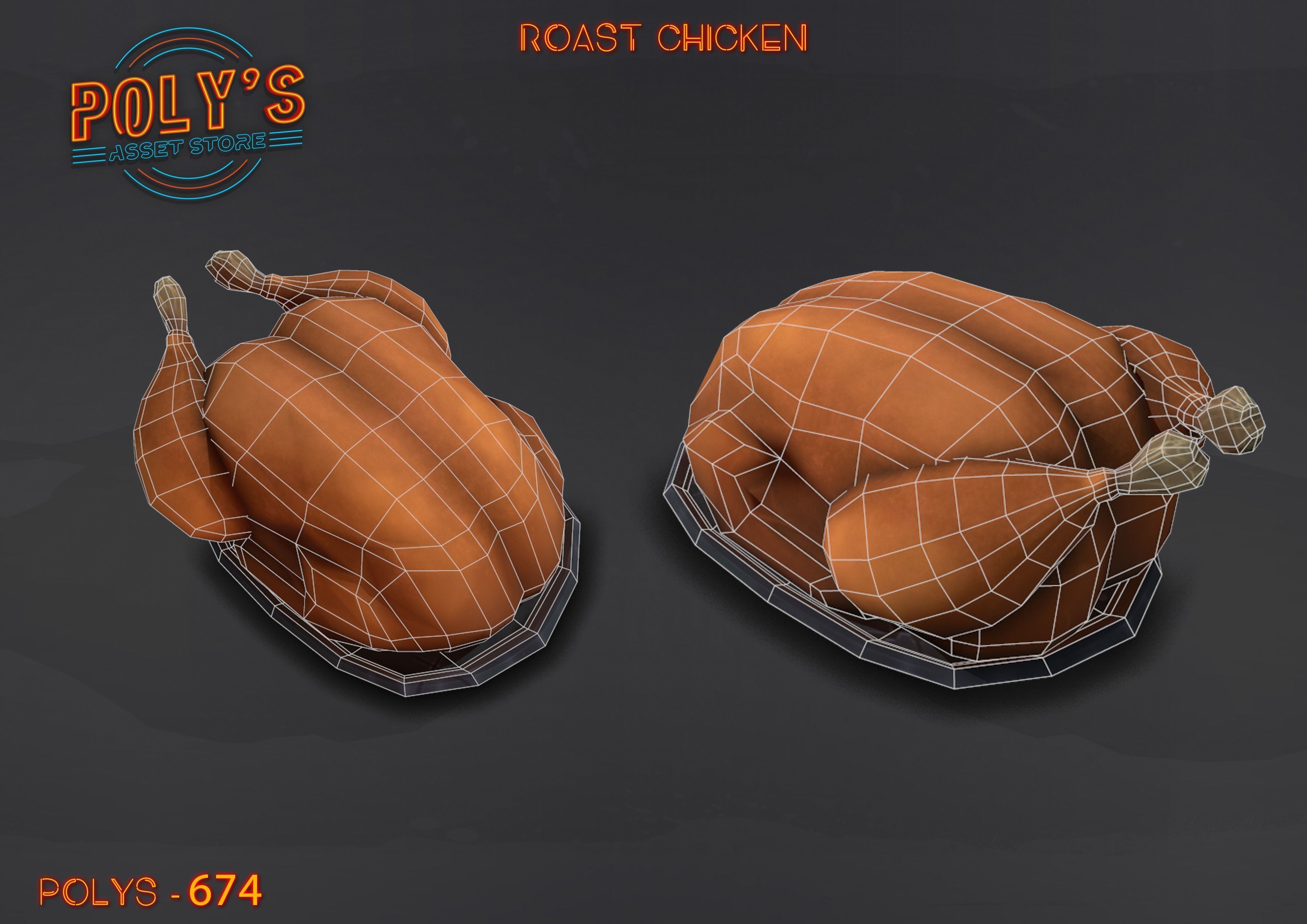 Roast Chicken - Low Poly Stylized  Free low-poly 3D model_2