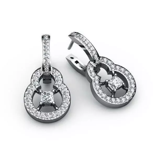 earring pair of gold earrings with diamonds Free 3D print model