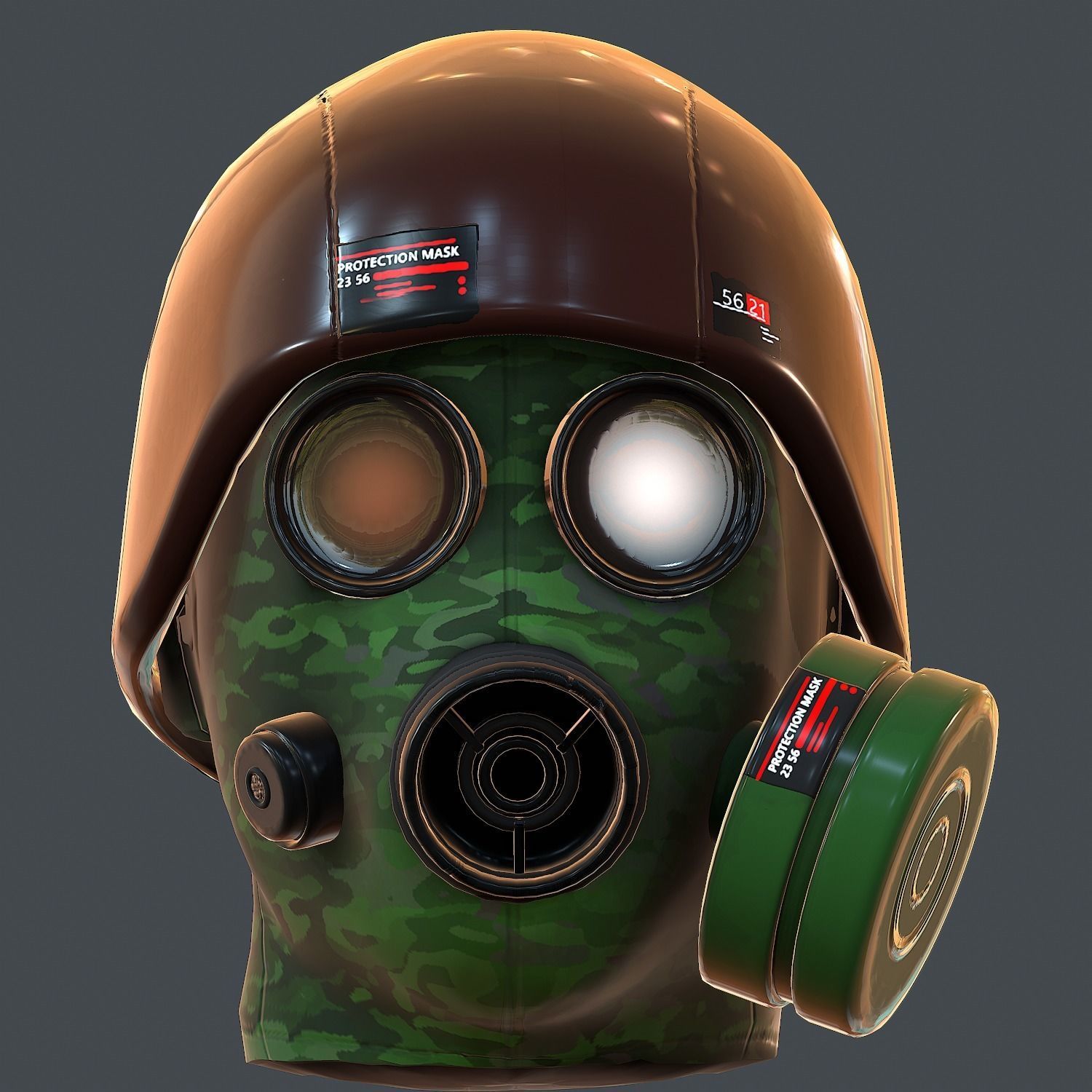 Gas mask helmet 3d model scifi Low-poly Low-poly 3D model_6