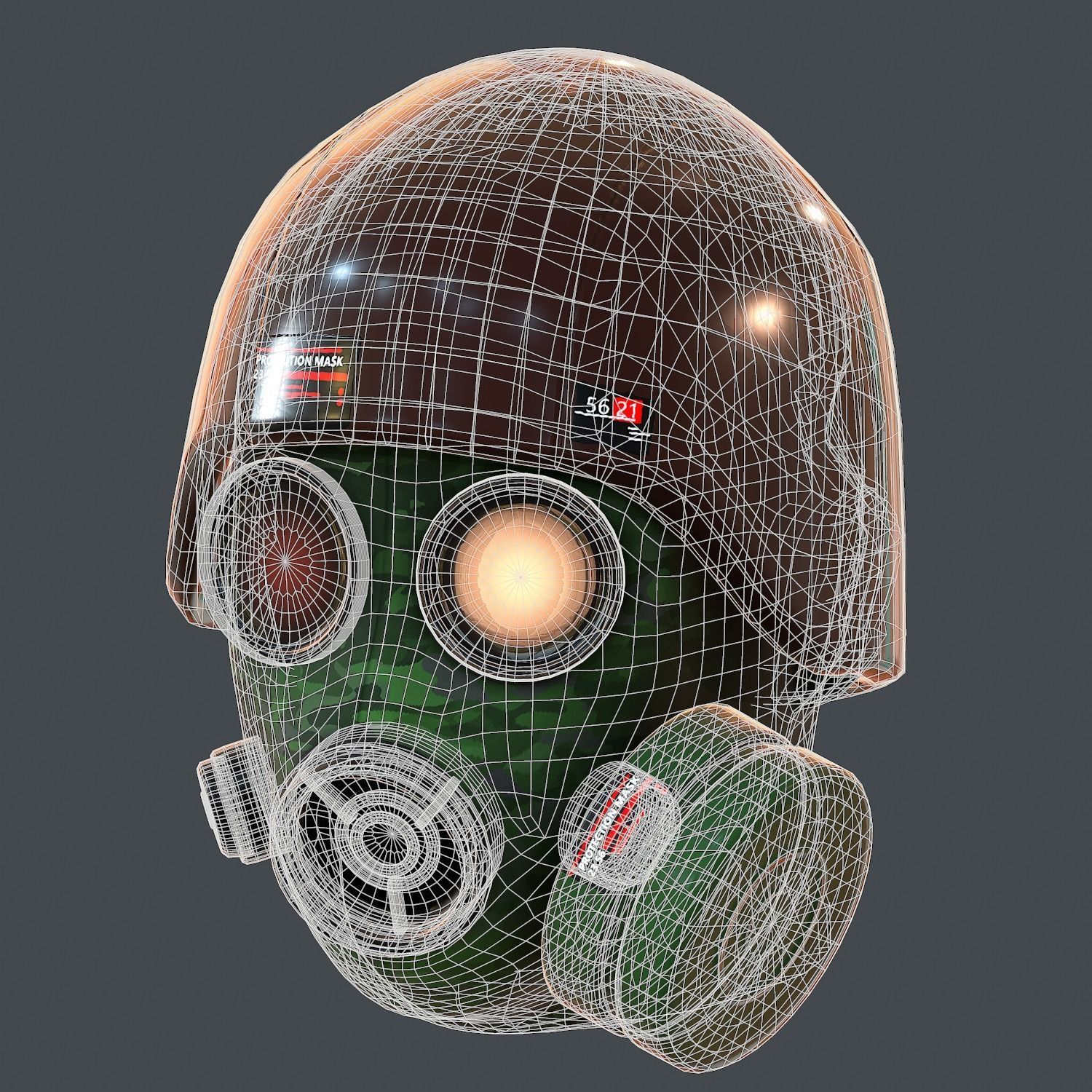 Gas mask helmet 3d model scifi Low-poly Low-poly 3D model_10