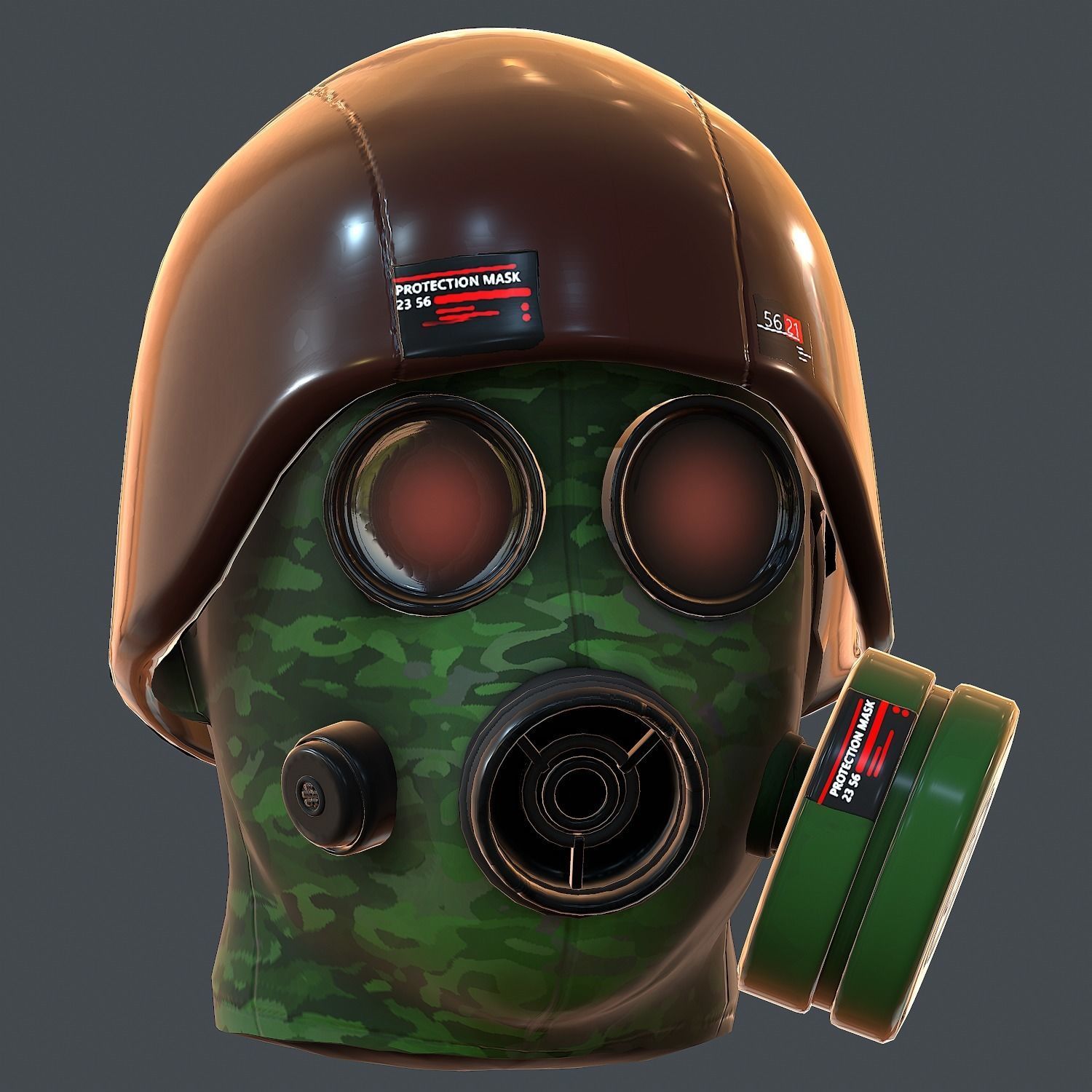 Gas mask helmet 3d model scifi Low-poly Low-poly 3D model_3