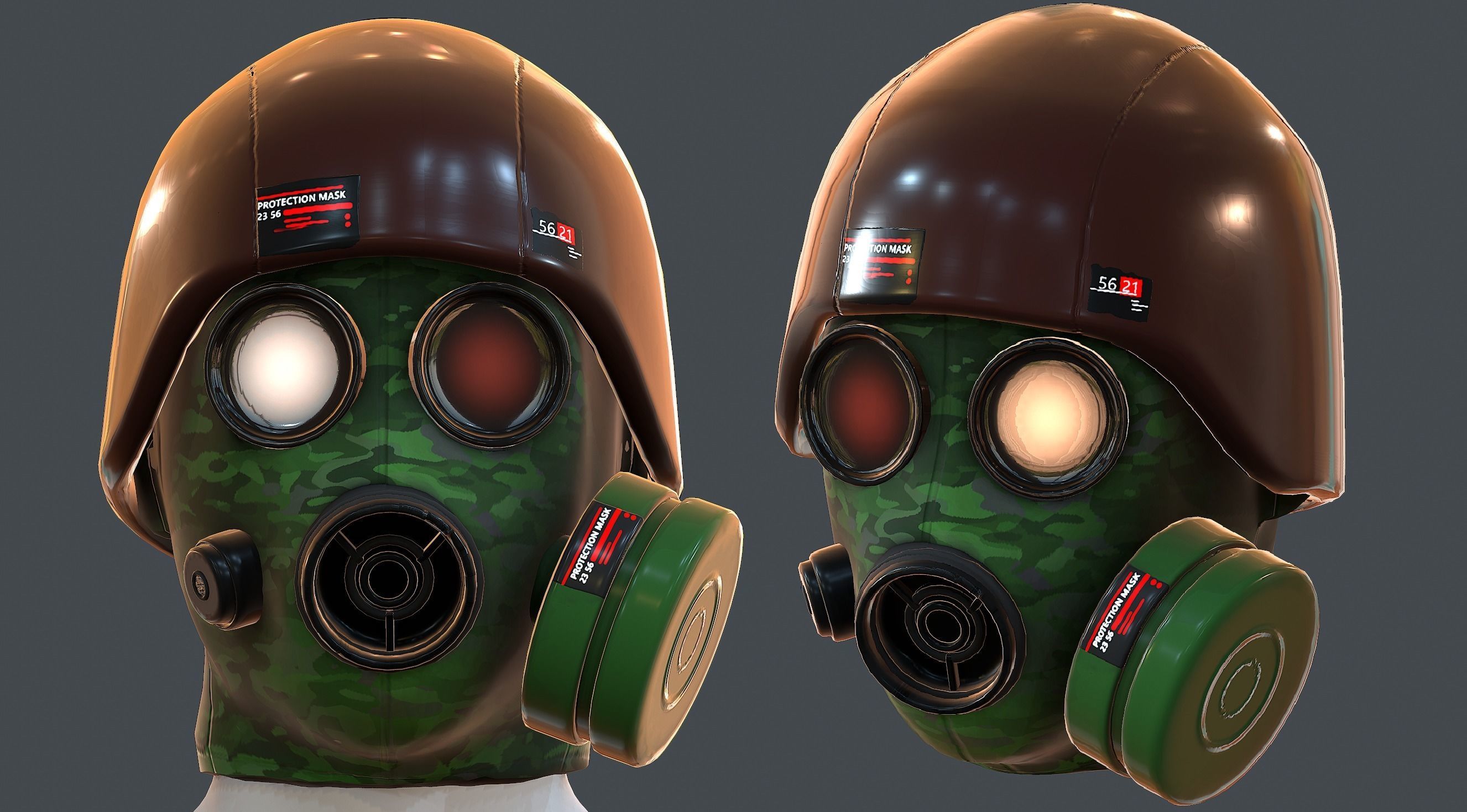Gas mask helmet 3d model scifi Low-poly Low-poly 3D model_5