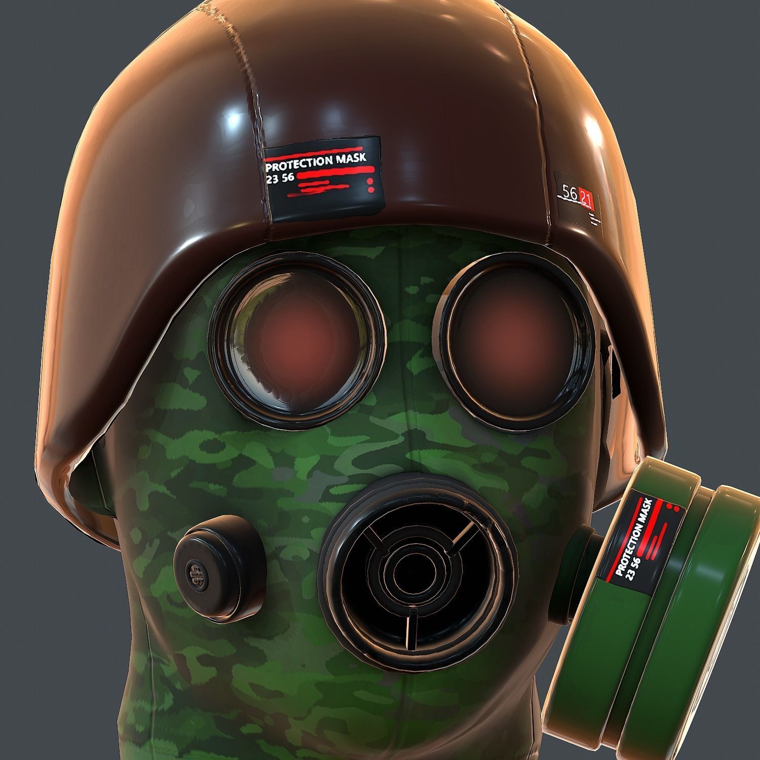 Gas mask helmet 3d model scifi Low-poly Low-poly 3D model_1