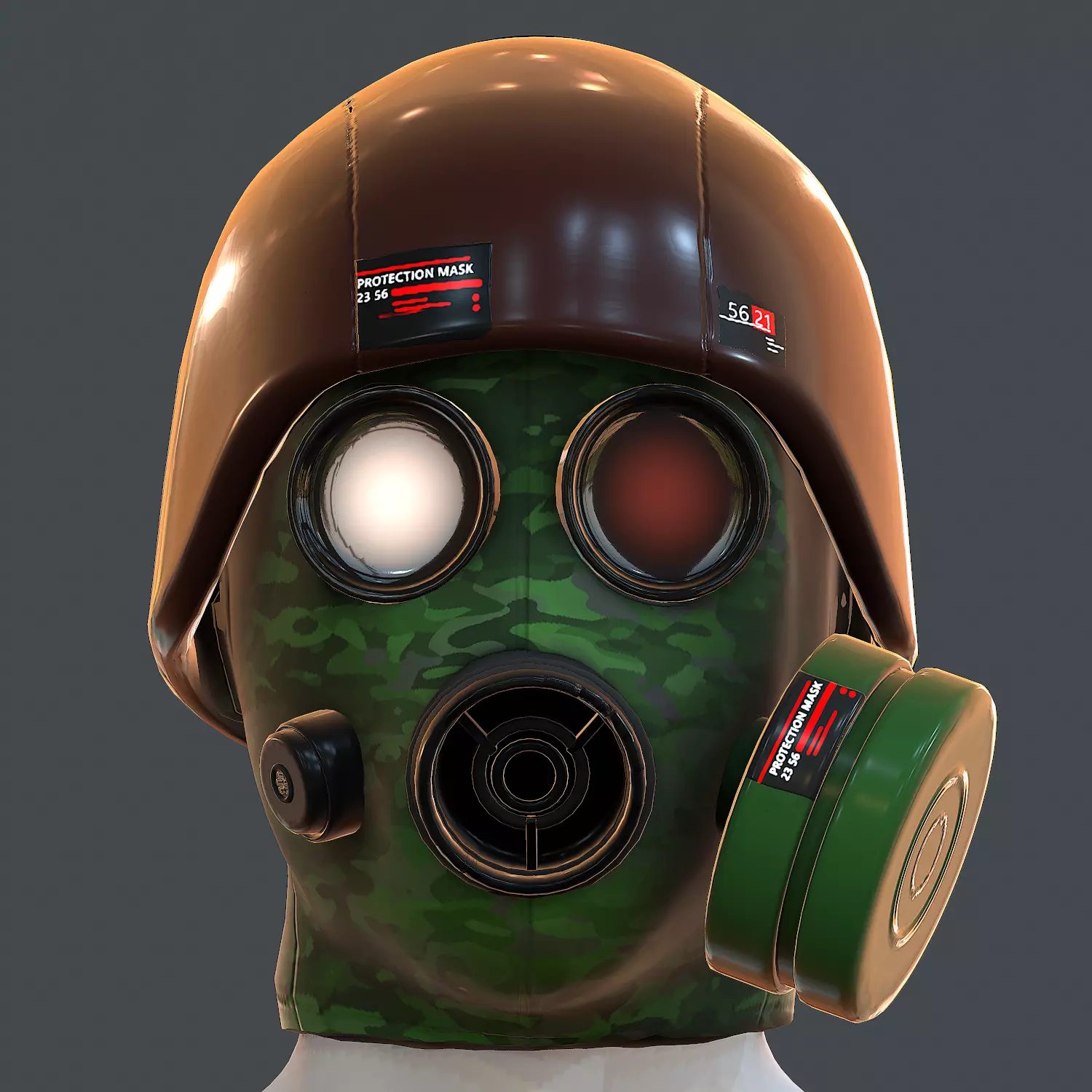 Gas mask helmet 3d model scifi Low-poly Low-poly 3D model_0