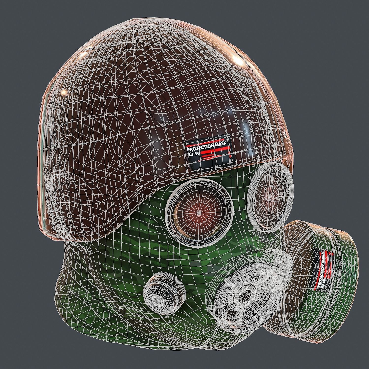 Gas mask helmet 3d model scifi Low-poly Low-poly 3D model_11