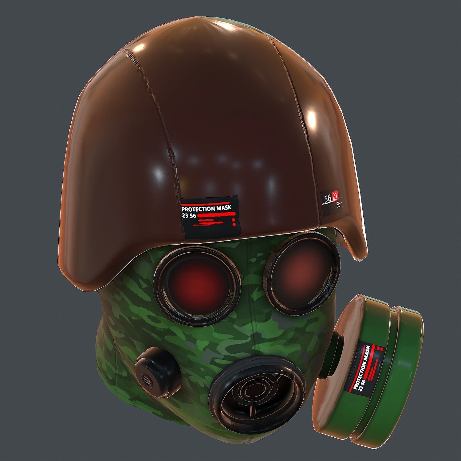 Gas mask helmet 3d model scifi Low-poly Low-poly 3D model_9