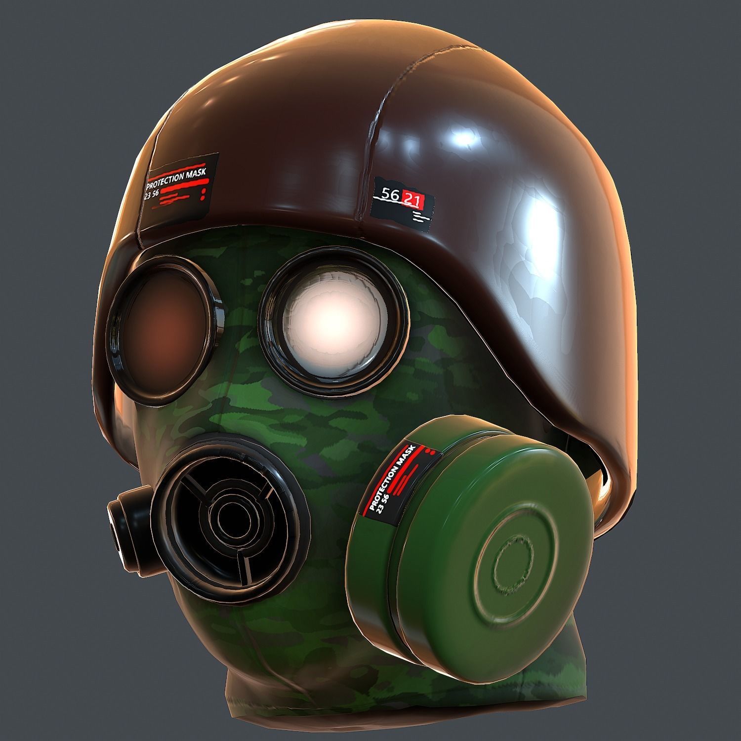Gas mask helmet 3d model scifi Low-poly Low-poly 3D model_4