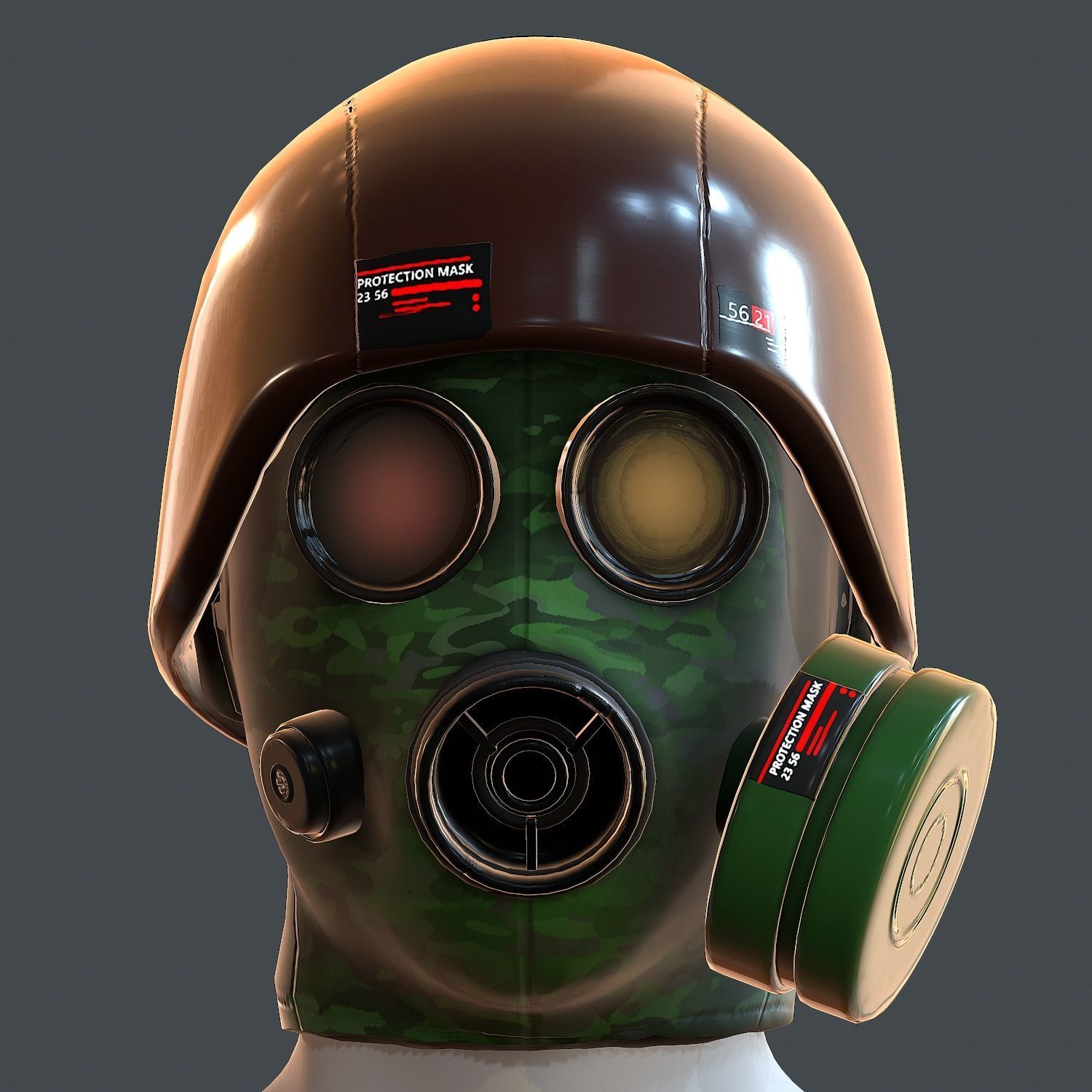 Gas mask helmet 3d model scifi Low-poly Low-poly 3D model_2