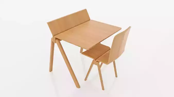 table wooden desk and chair