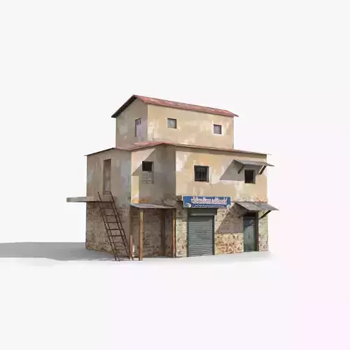 Slum l old building with ladder Low-poly 3D model