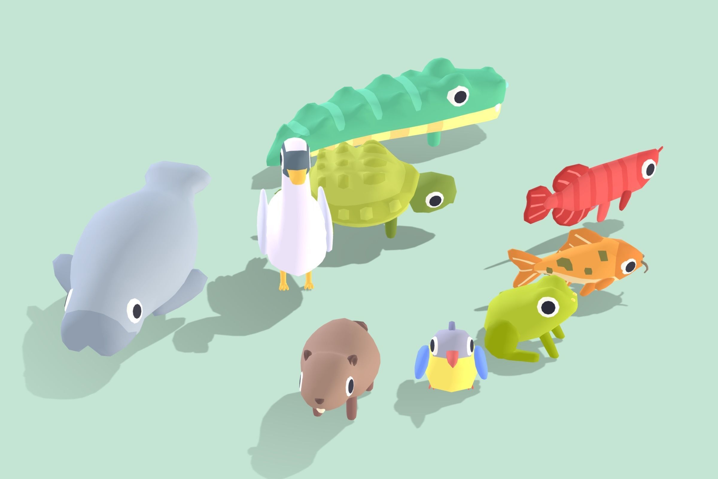 Quirky Series - River Animals Vol 1 Low-poly 3D model_2