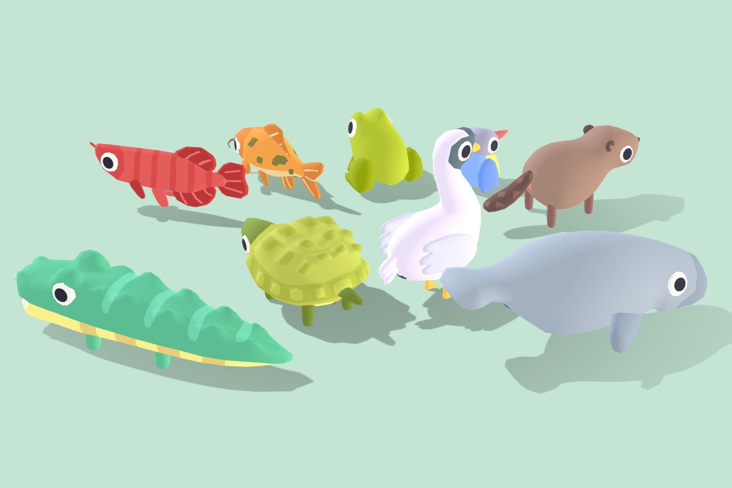 Quirky Series - River Animals Vol 1 Low-poly 3D model_3