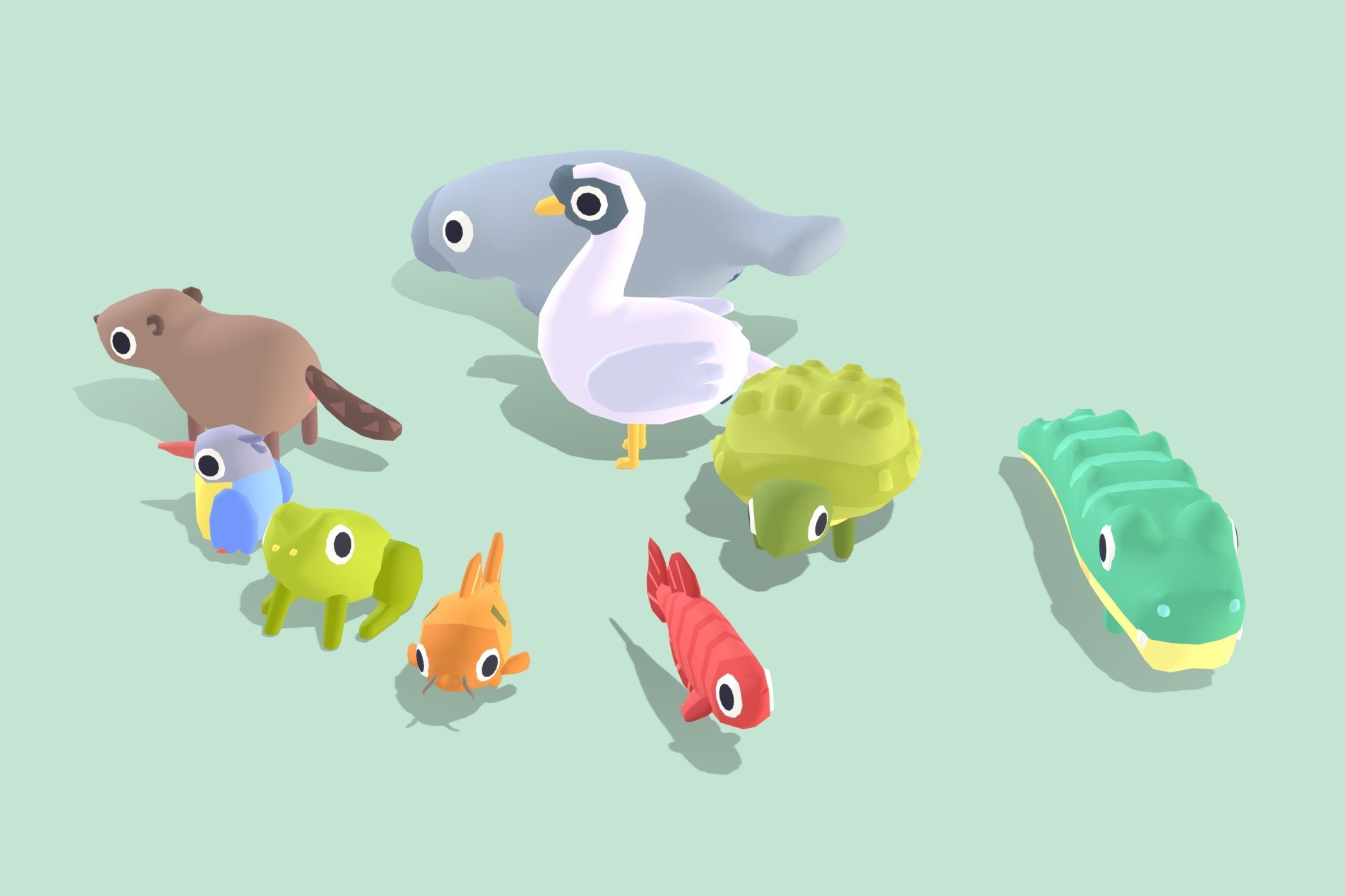 Quirky Series - River Animals Vol 1 Low-poly 3D model_1