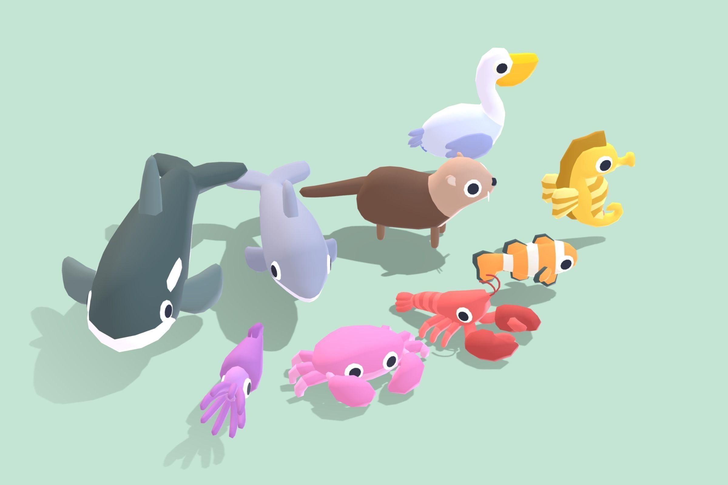 Quirky Series - Sea Animals Vol 1 Low-poly 3D model_2