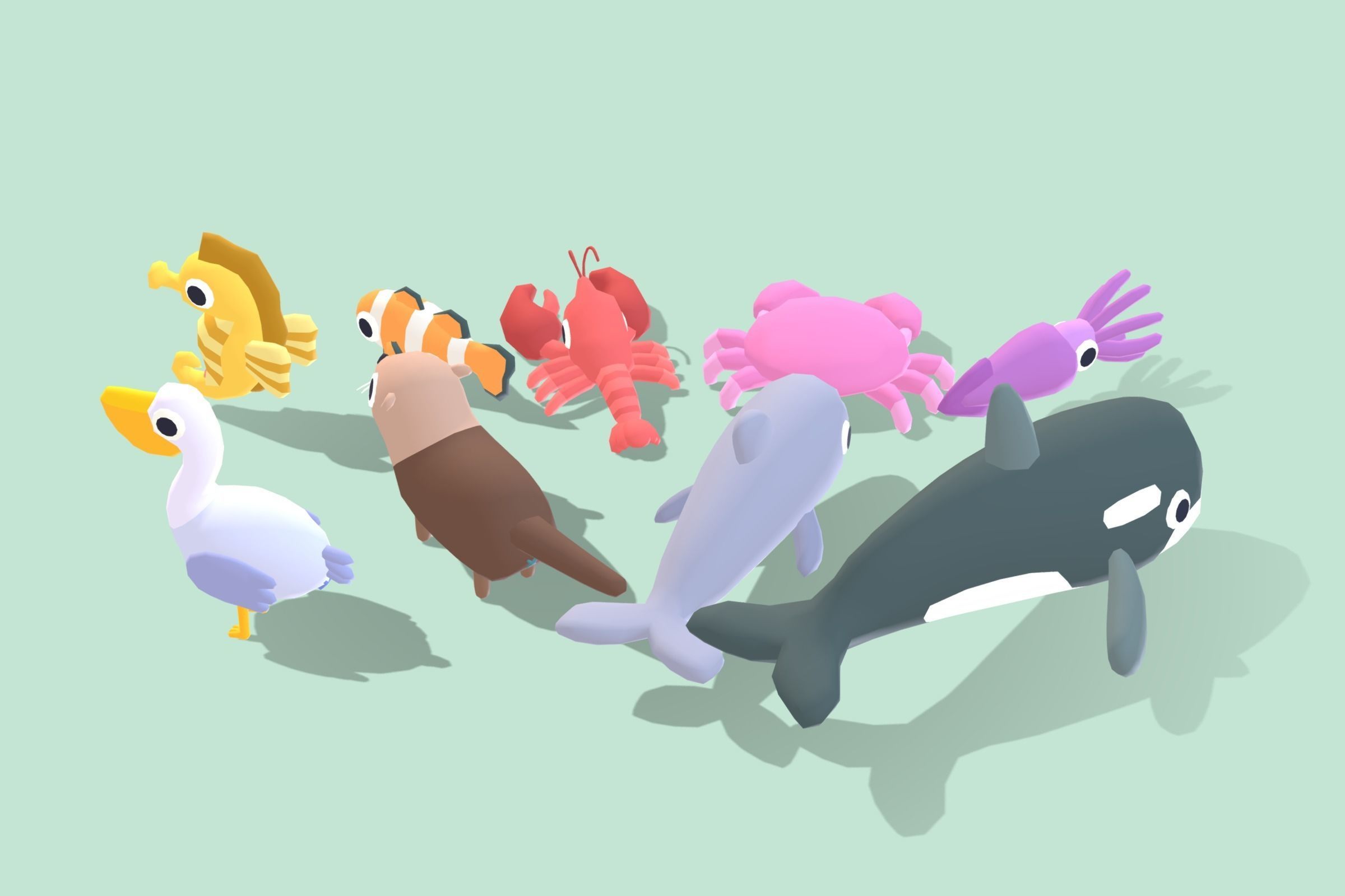 Quirky Series - Sea Animals Vol 1 Low-poly 3D model_3