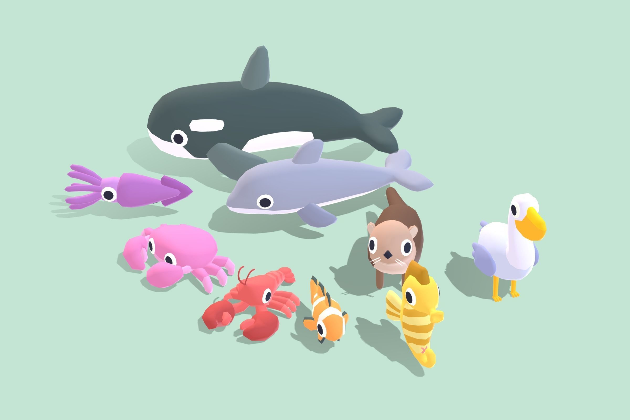 Quirky Series - Sea Animals Vol 1 Low-poly 3D model_1