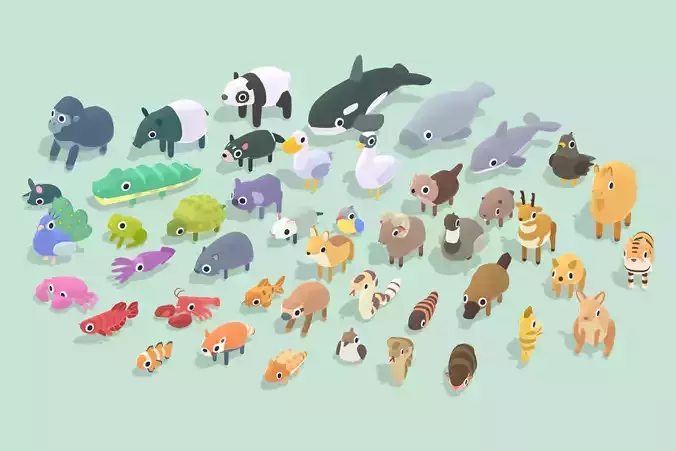 Quirky Series - Animals Mega Pack Vol 2 Low-poly 3D model
