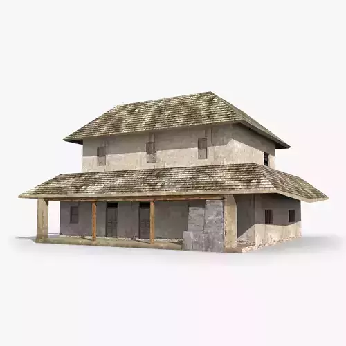 Slum q old house with roof Low-poly 3D model