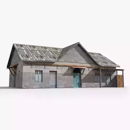 Slum r old house with door Low-poly 3D model