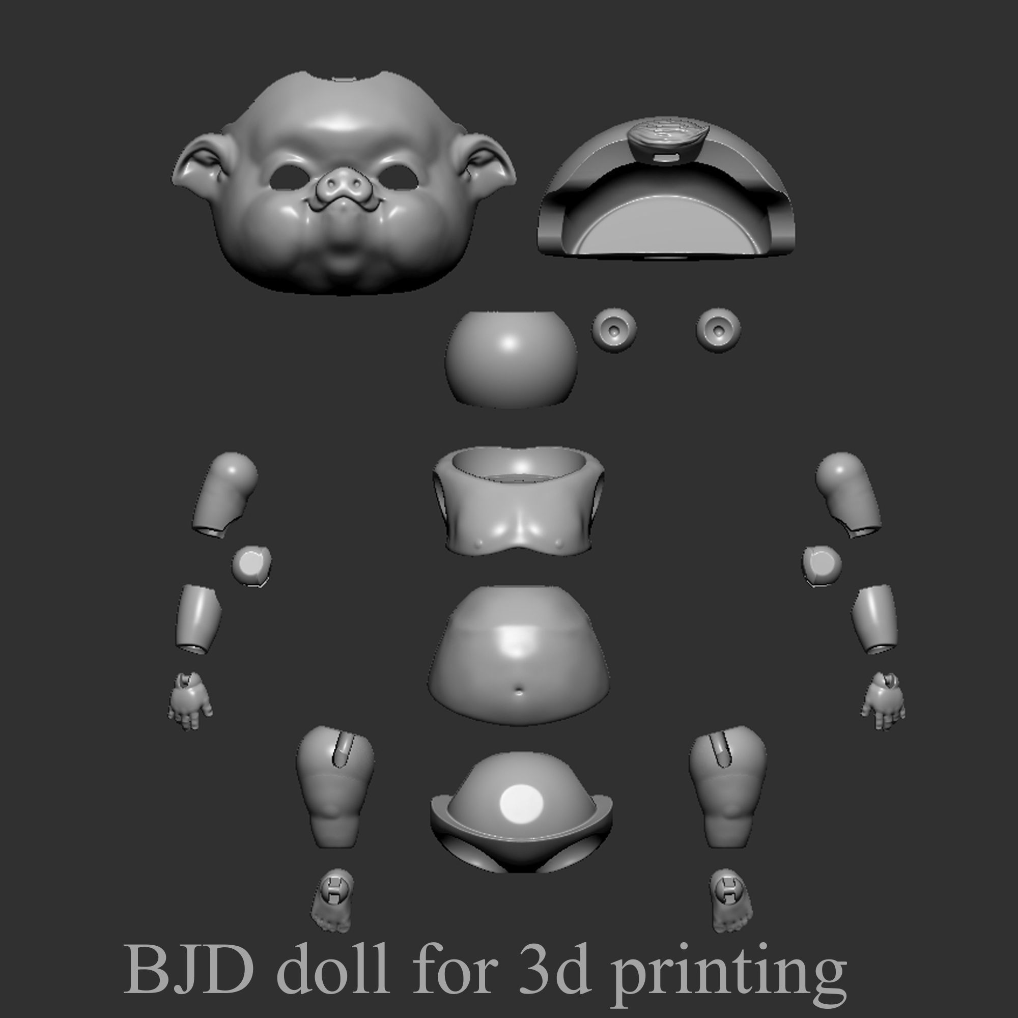 BJD doll for 3d printing is PIGY 3D print model_3