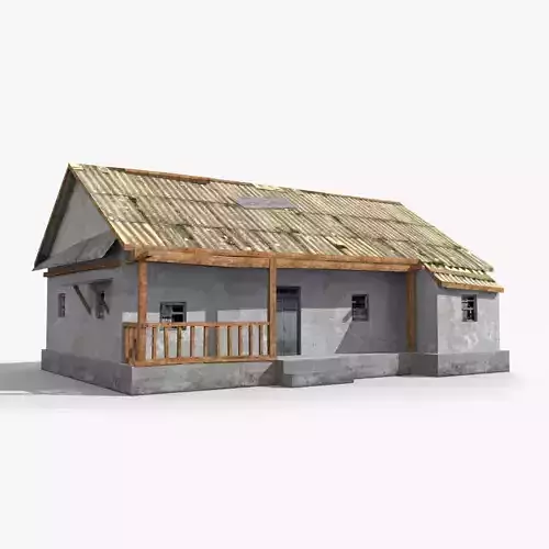 Slum s old house with roof Low-poly 3D model