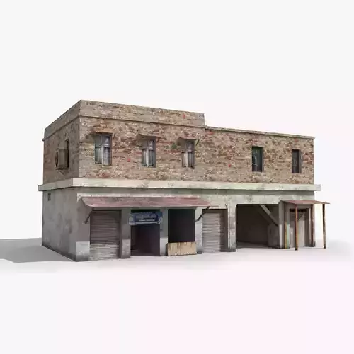 Slum w brick building Low-poly 3D model