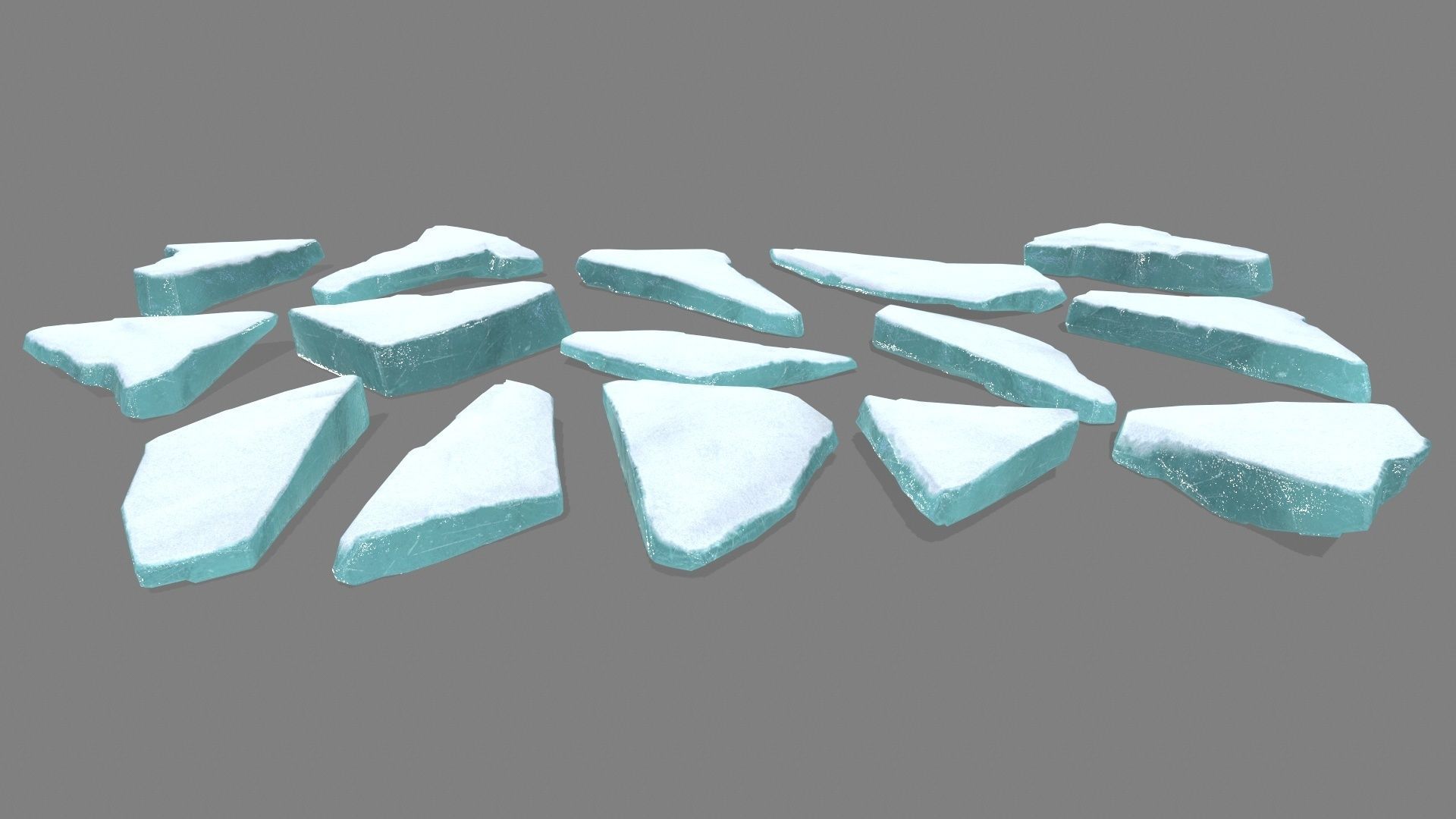 ice set group of pieces of Low-poly 3D model_1