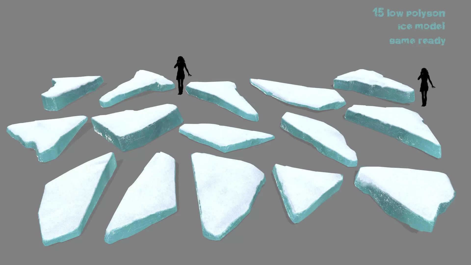 ice set group of pieces of Low-poly 3D model_0