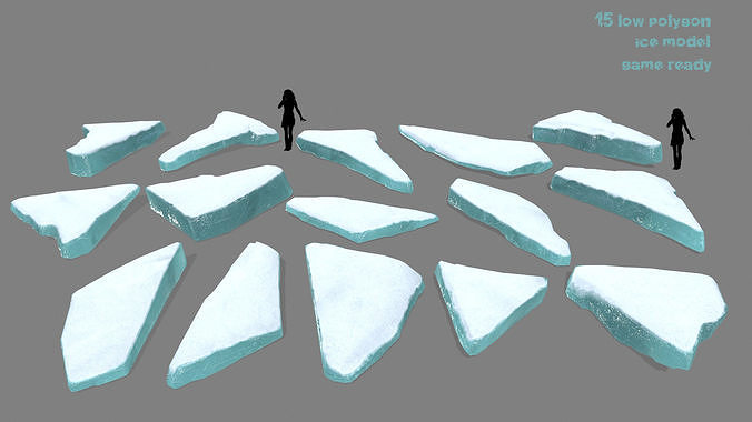 ice set group of pieces of Low-poly 3D model