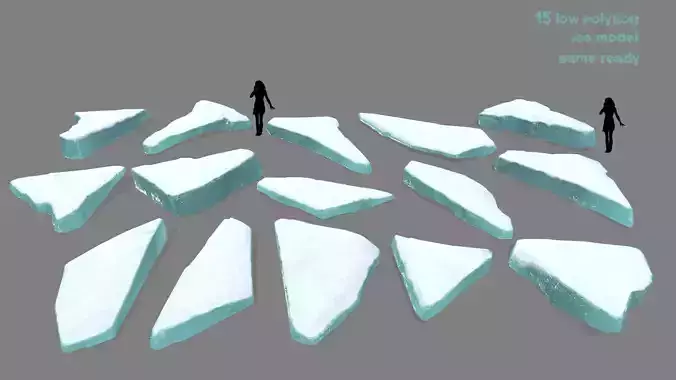 ice set group of pieces of Low-poly 3D model