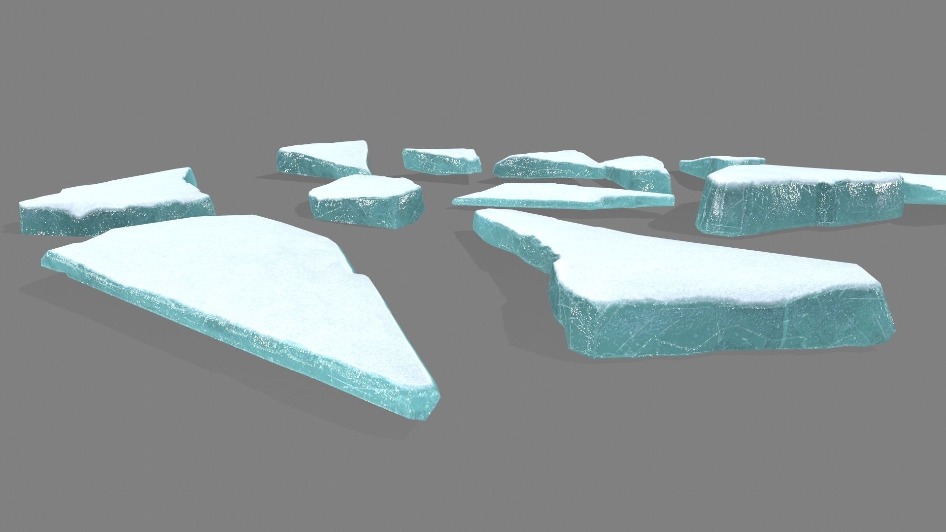 ice set group of pieces of Low-poly 3D model_10
