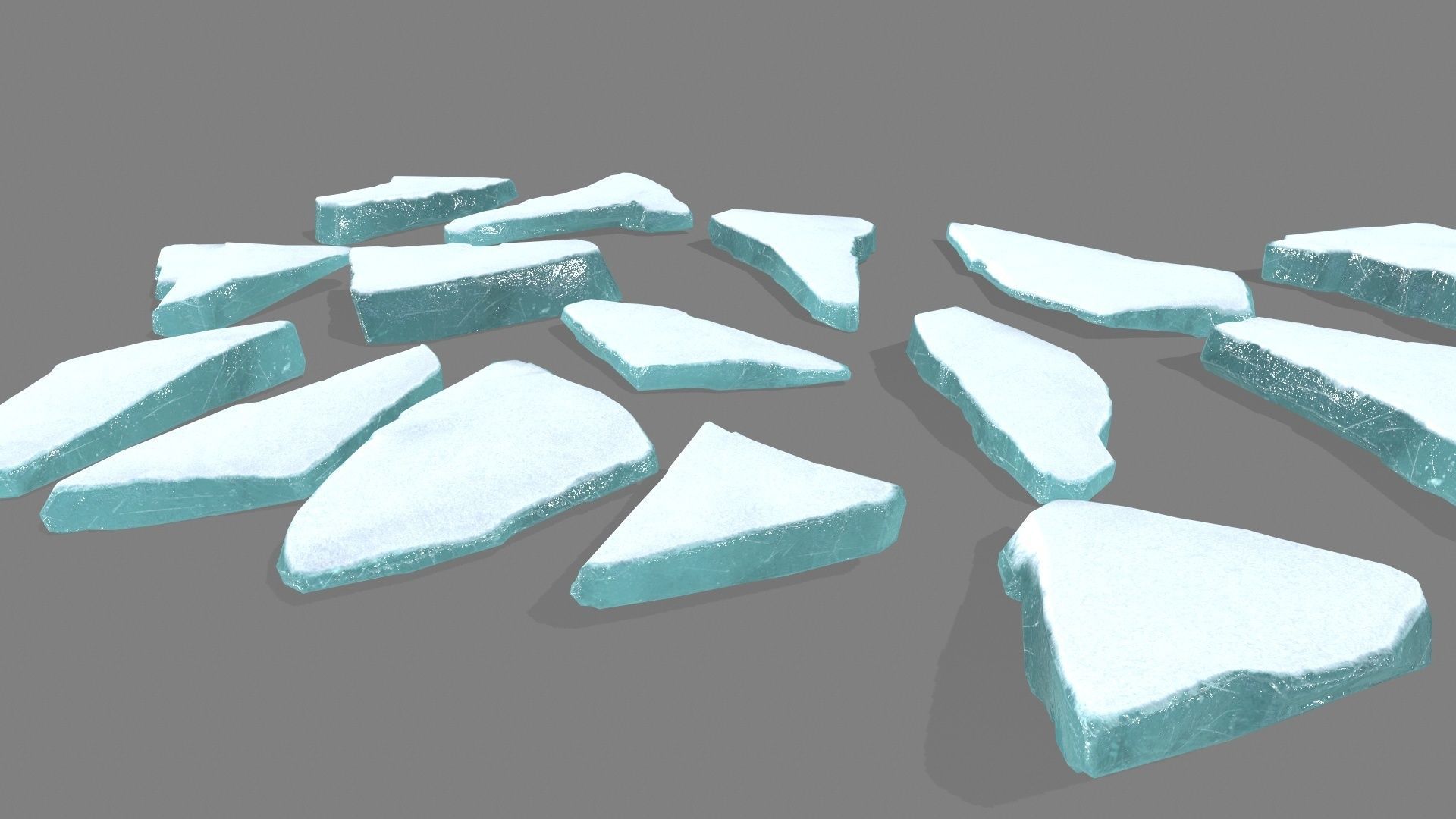 ice set group of pieces of Low-poly 3D model_8