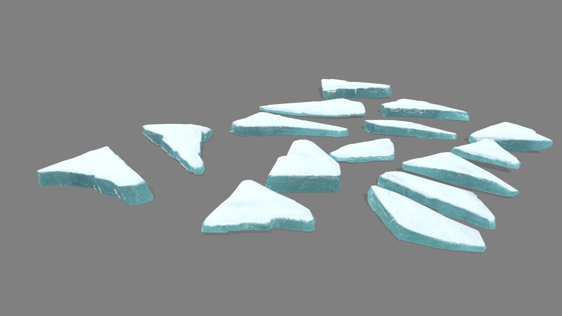 ice set group of pieces of Low-poly 3D model_2