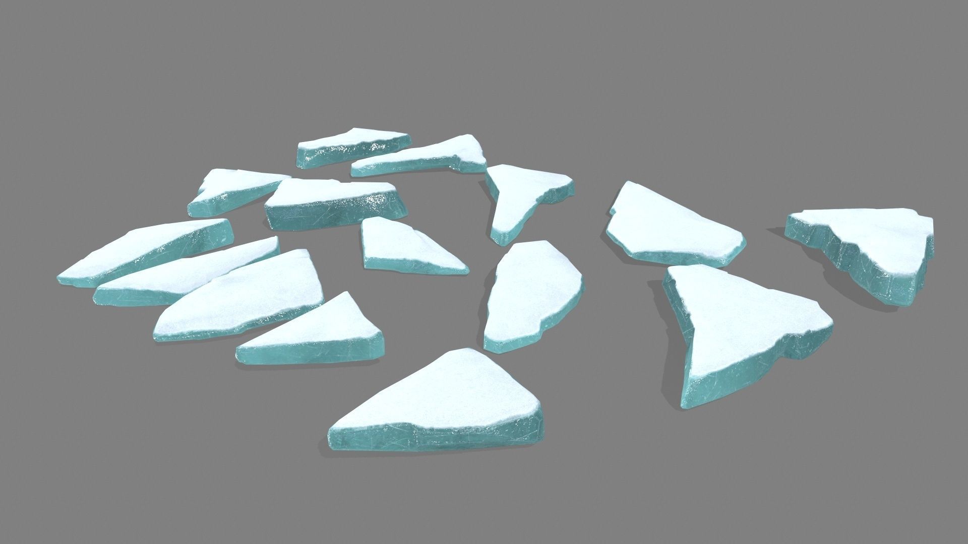ice set group of pieces of Low-poly 3D model_7