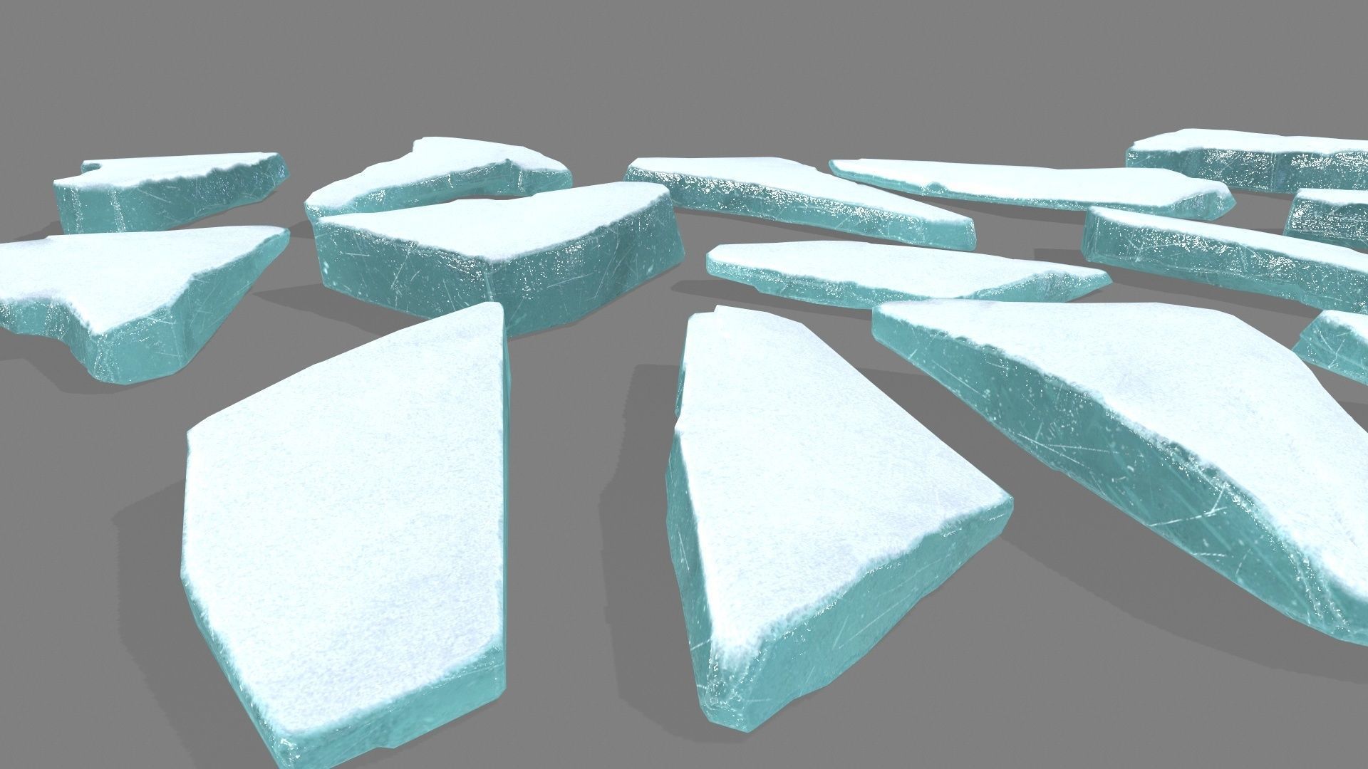 ice set group of pieces of Low-poly 3D model_9