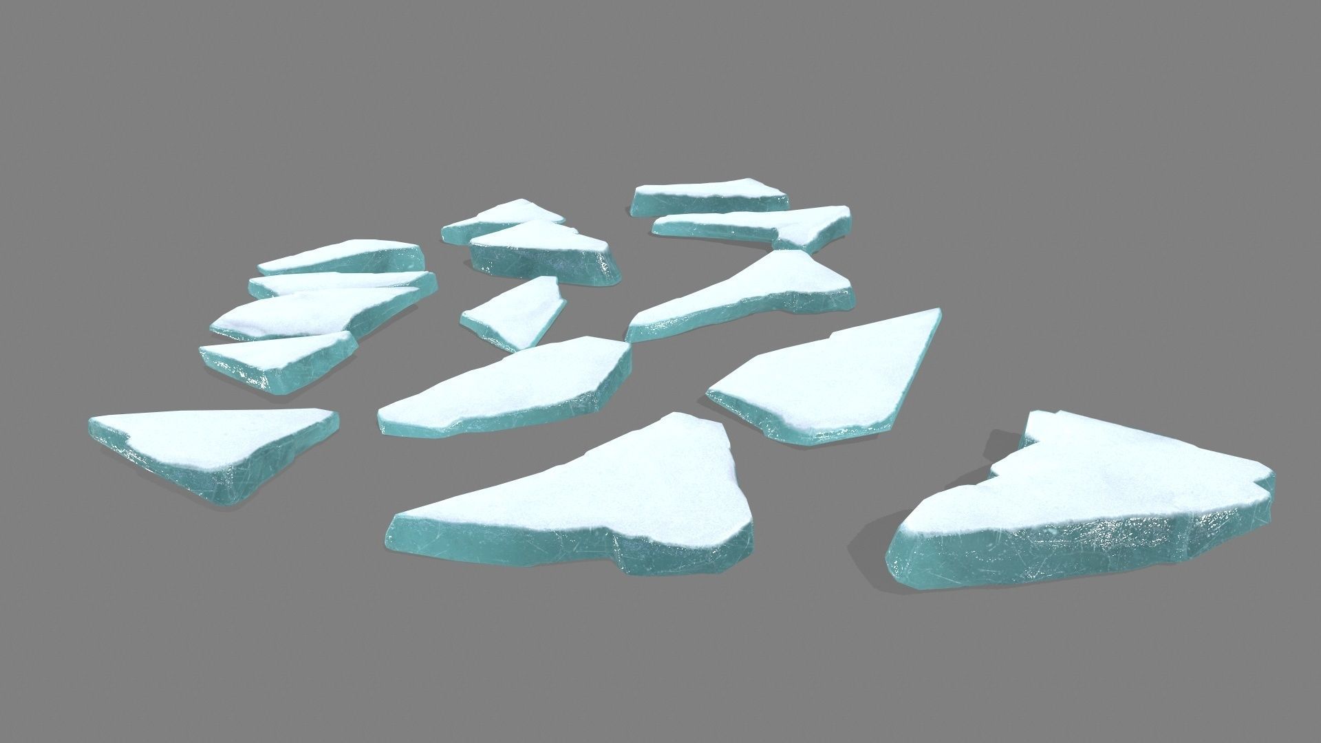 ice set group of pieces of Low-poly 3D model_6