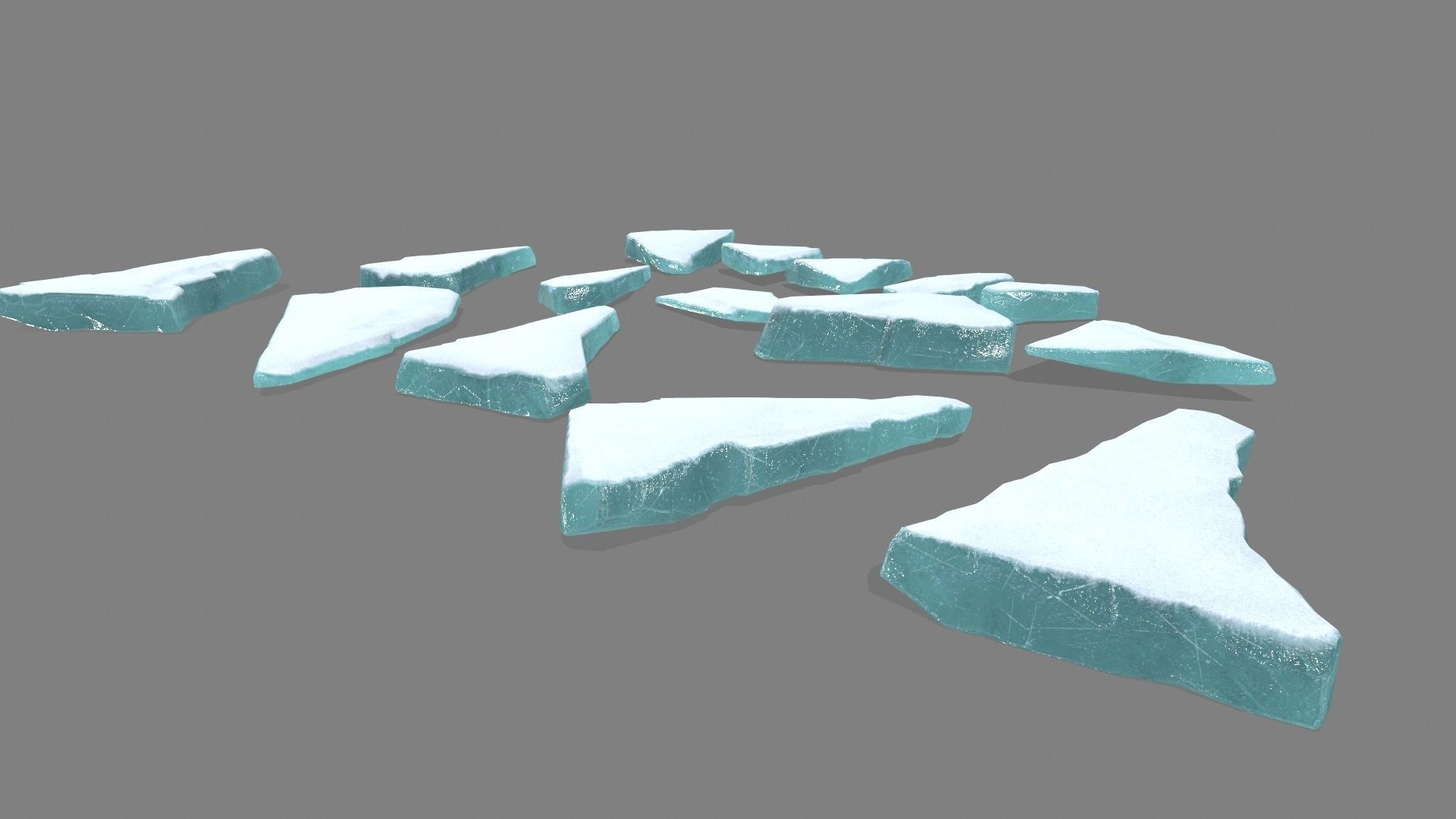 ice set group of pieces of Low-poly 3D model_4