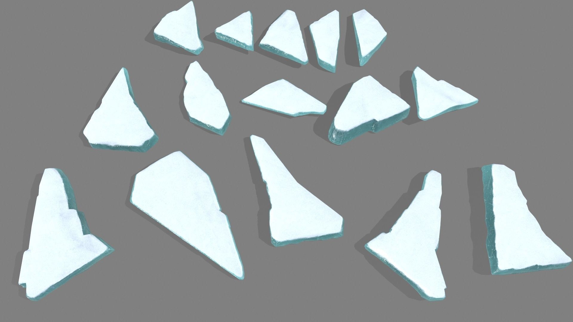 ice set group of pieces of Low-poly 3D model_12