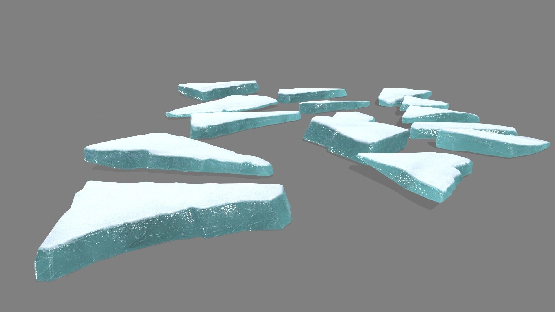 ice set group of pieces of Low-poly 3D model_3