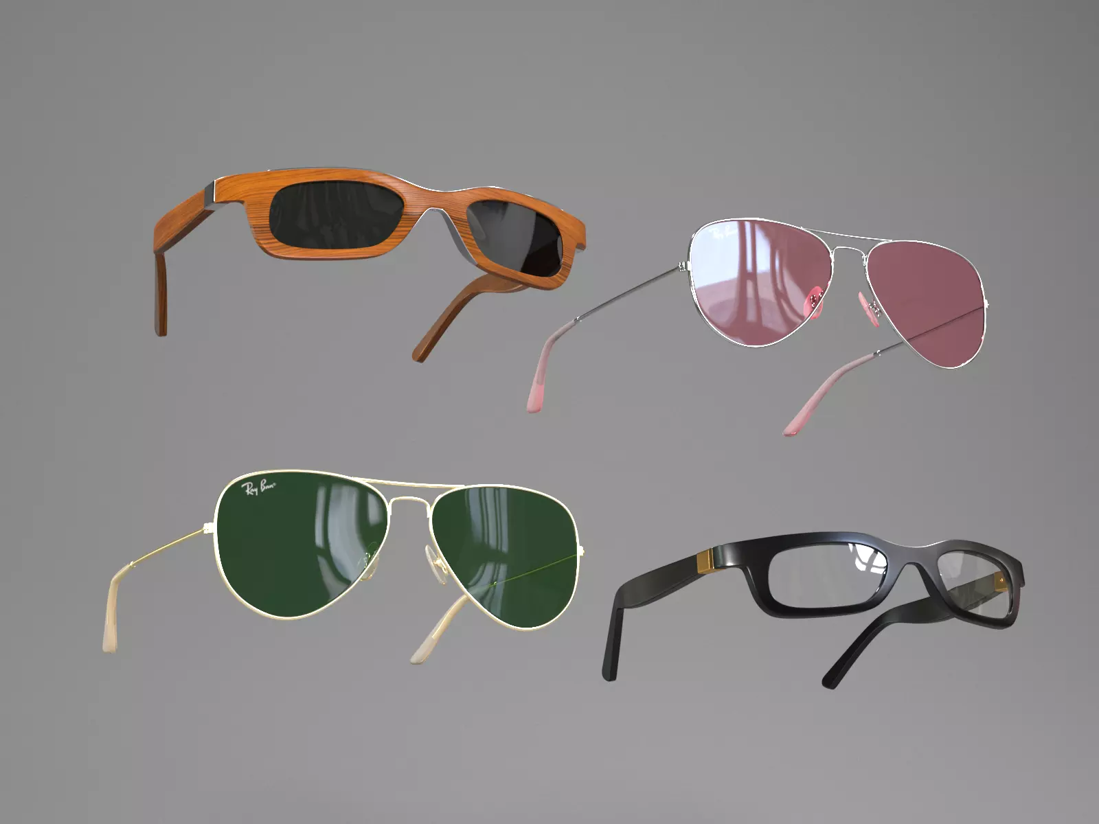 Shades ray ban aviator sunglasses 3D model_0